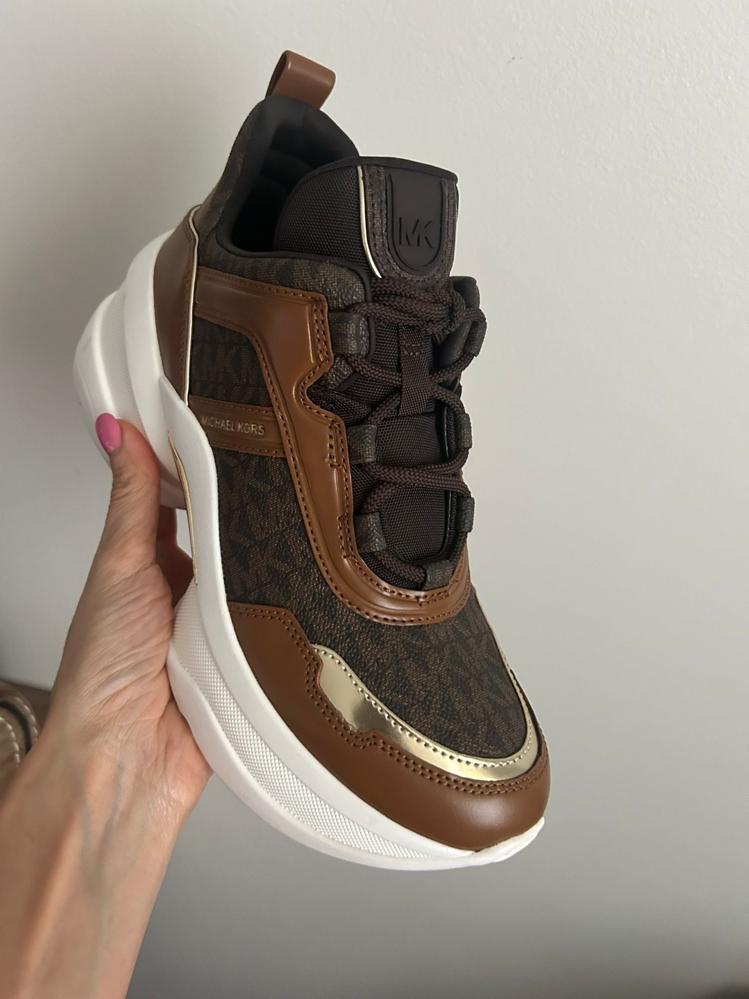 Michael Kors Olympia Signature Logo Trainer-Brown Multi