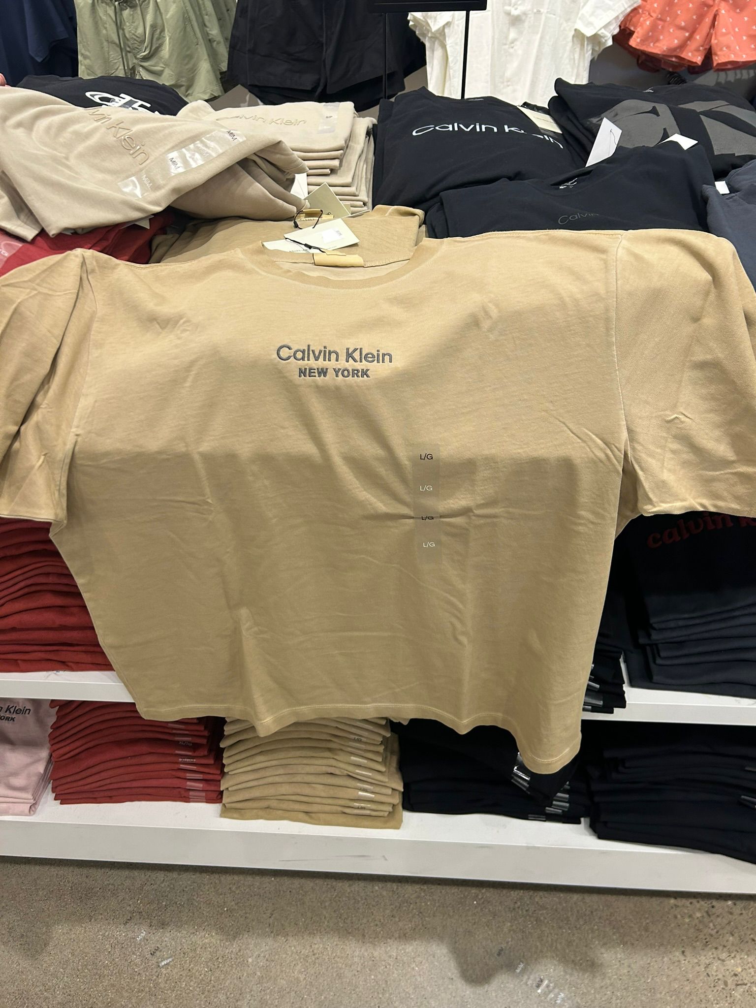 Calvin Klein Men's Breathable Quick Dry New York  Gym T-shirt-Beige