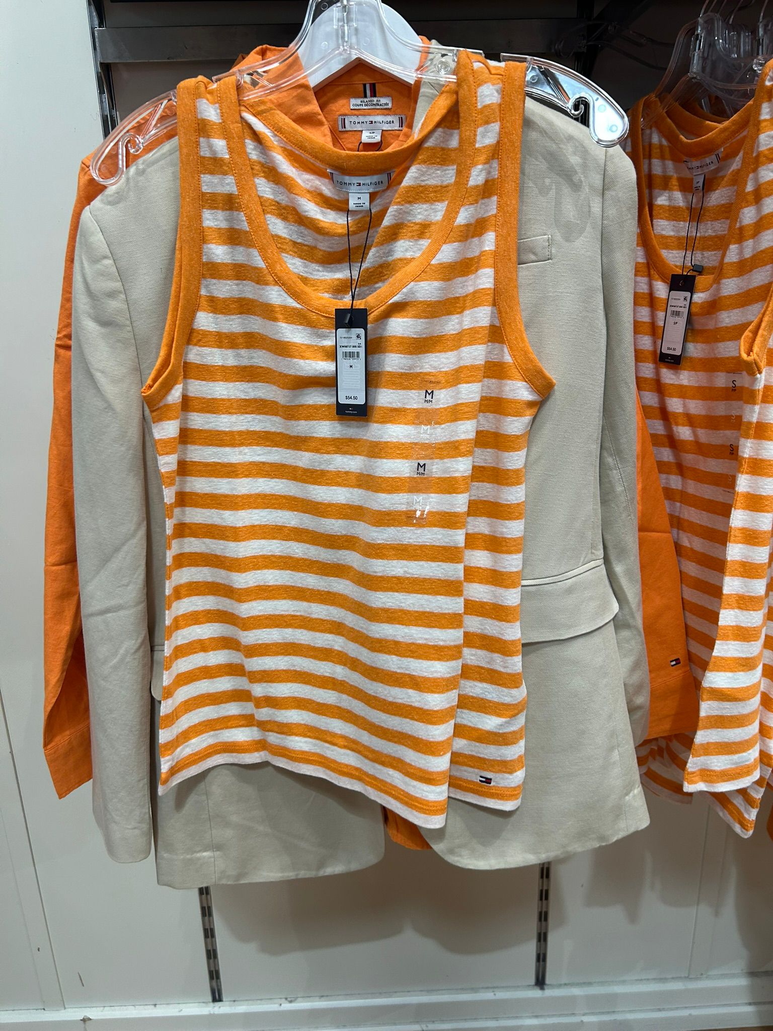Tommy Hilfiger Women's Striped Tank Top-Orange/White