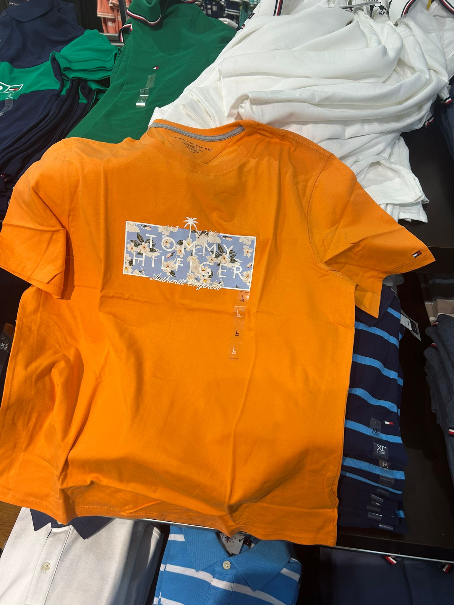 Tommy Men's Tropical Floral Logo T-Shirt-Orange