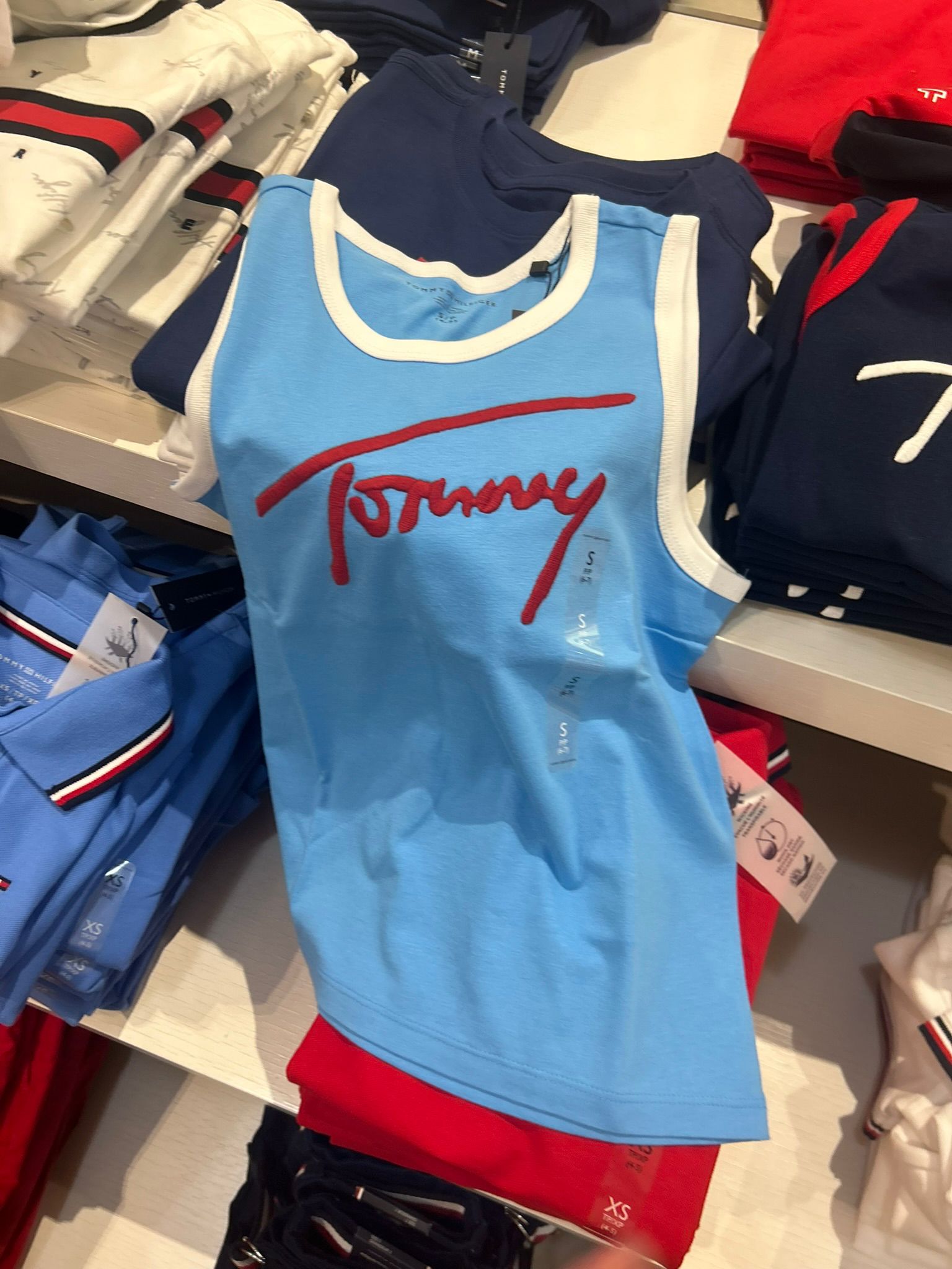 Boys' Script Tommy Logo Tank Top-Frigid Blue