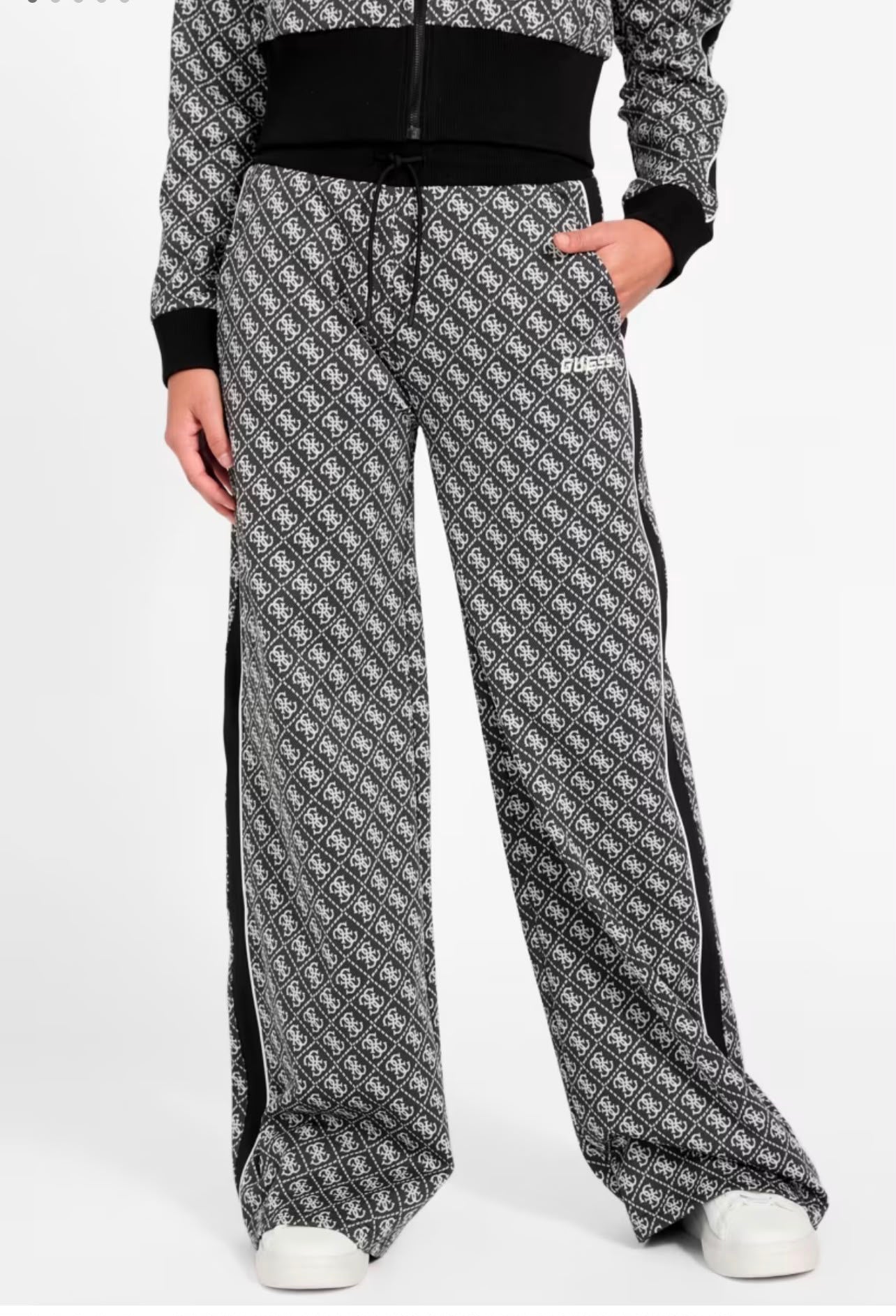 Guess Women's Straight pants with a 4G logo-Black