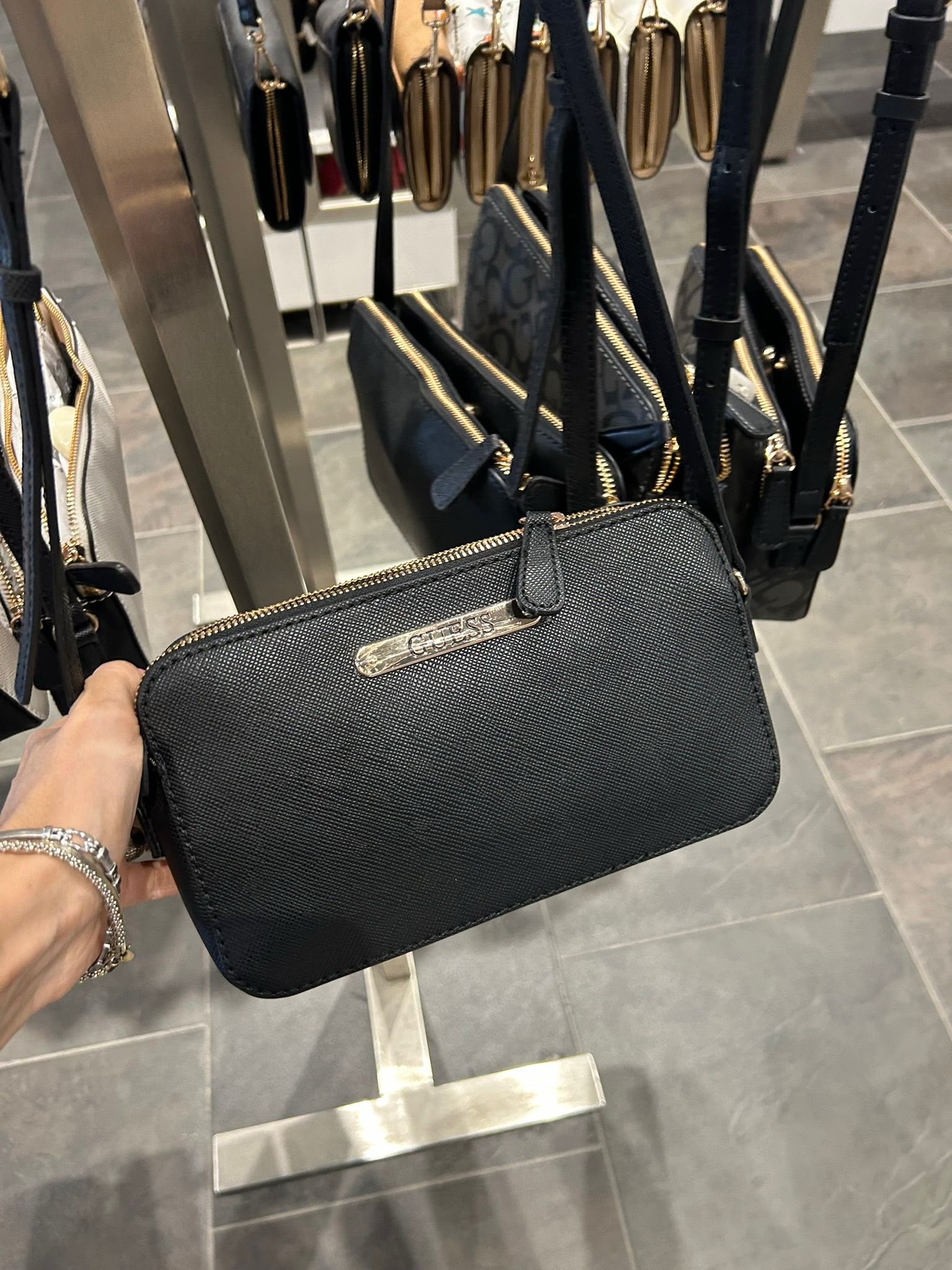 Guess Women's Solid Sling Bag-Black