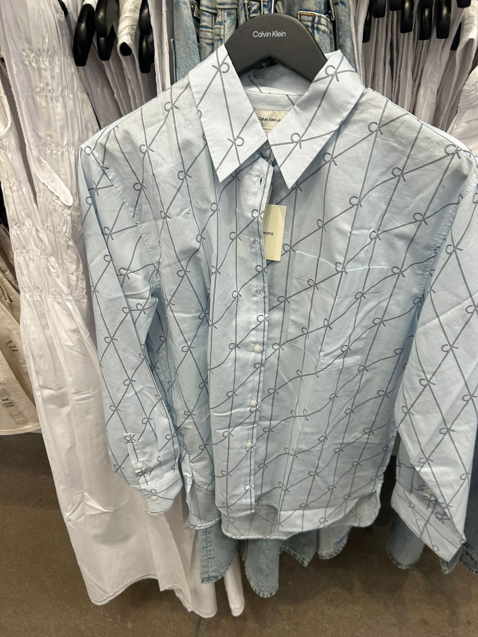Calvin Klein Women's Cotton Poplin Relaxed Button-Down Shirt-Ballad Blue