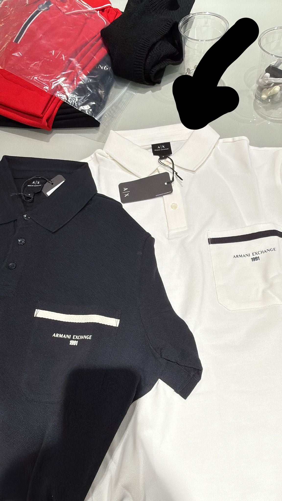 Armani Exchange Men's Regular pique polo shirt with pocket-White