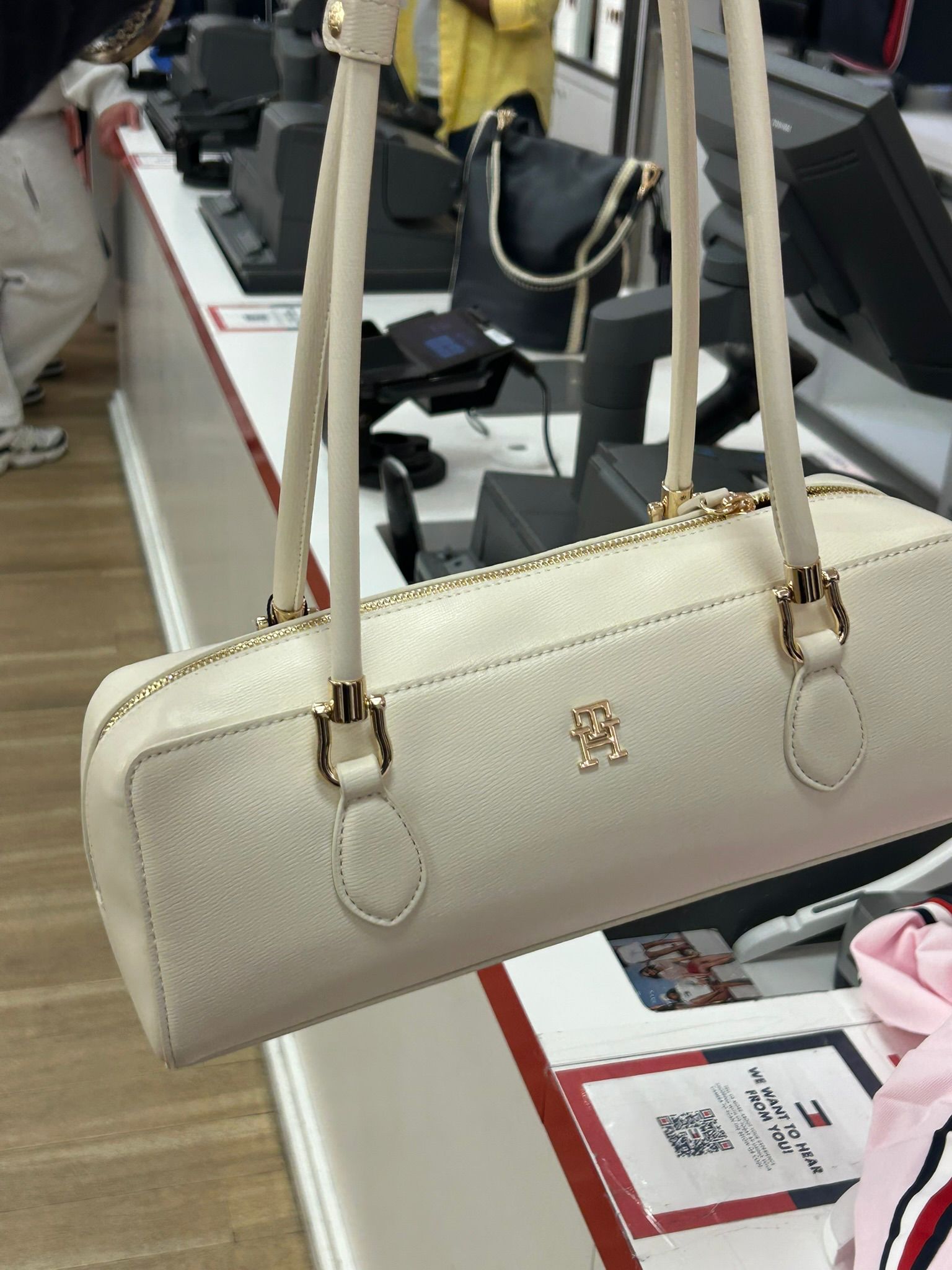 Tommy Women's Monogram East-West Shoulder Bag-White