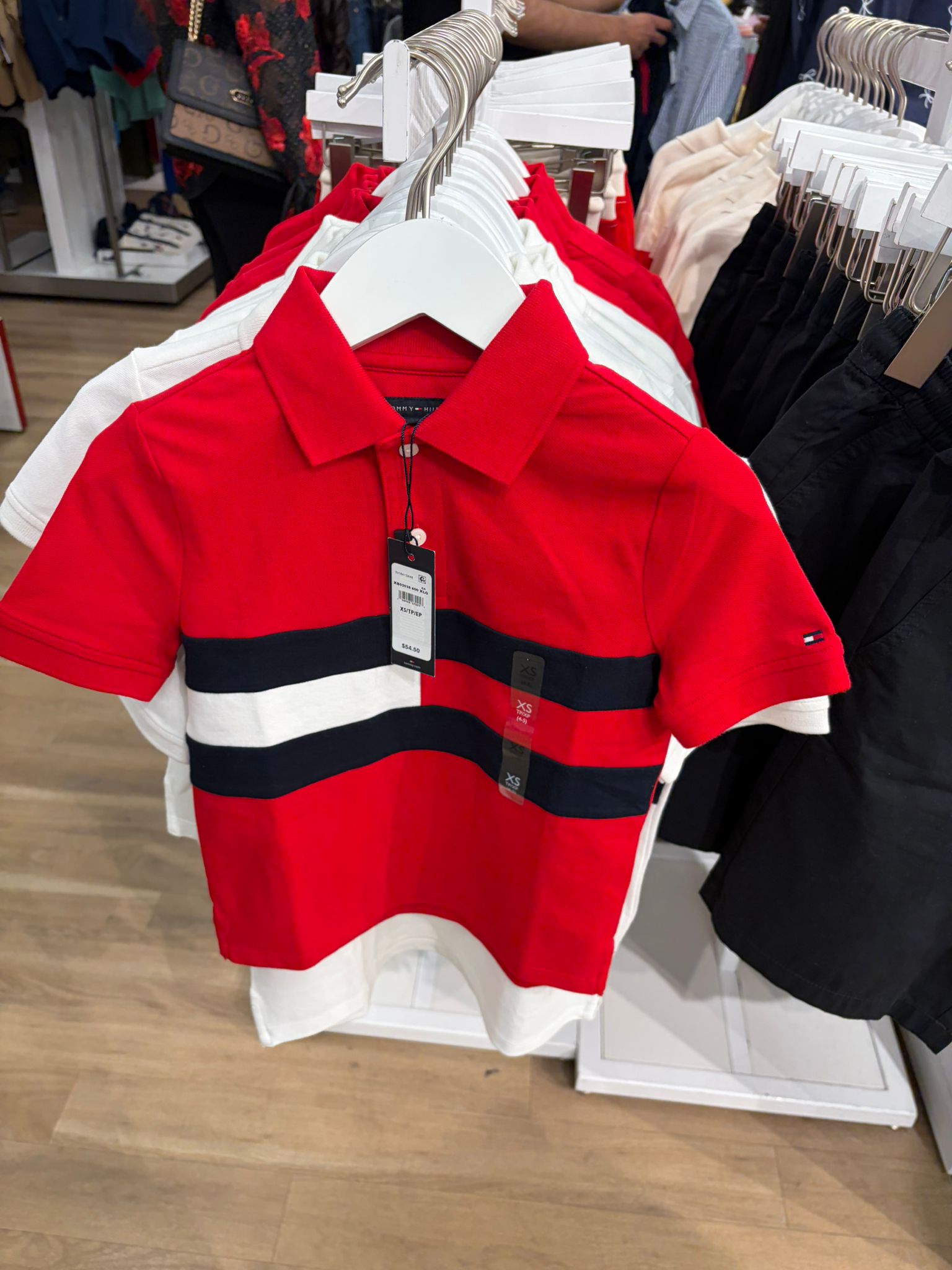Tommy Kids' Colorblock Flag Stretch Polo-Red