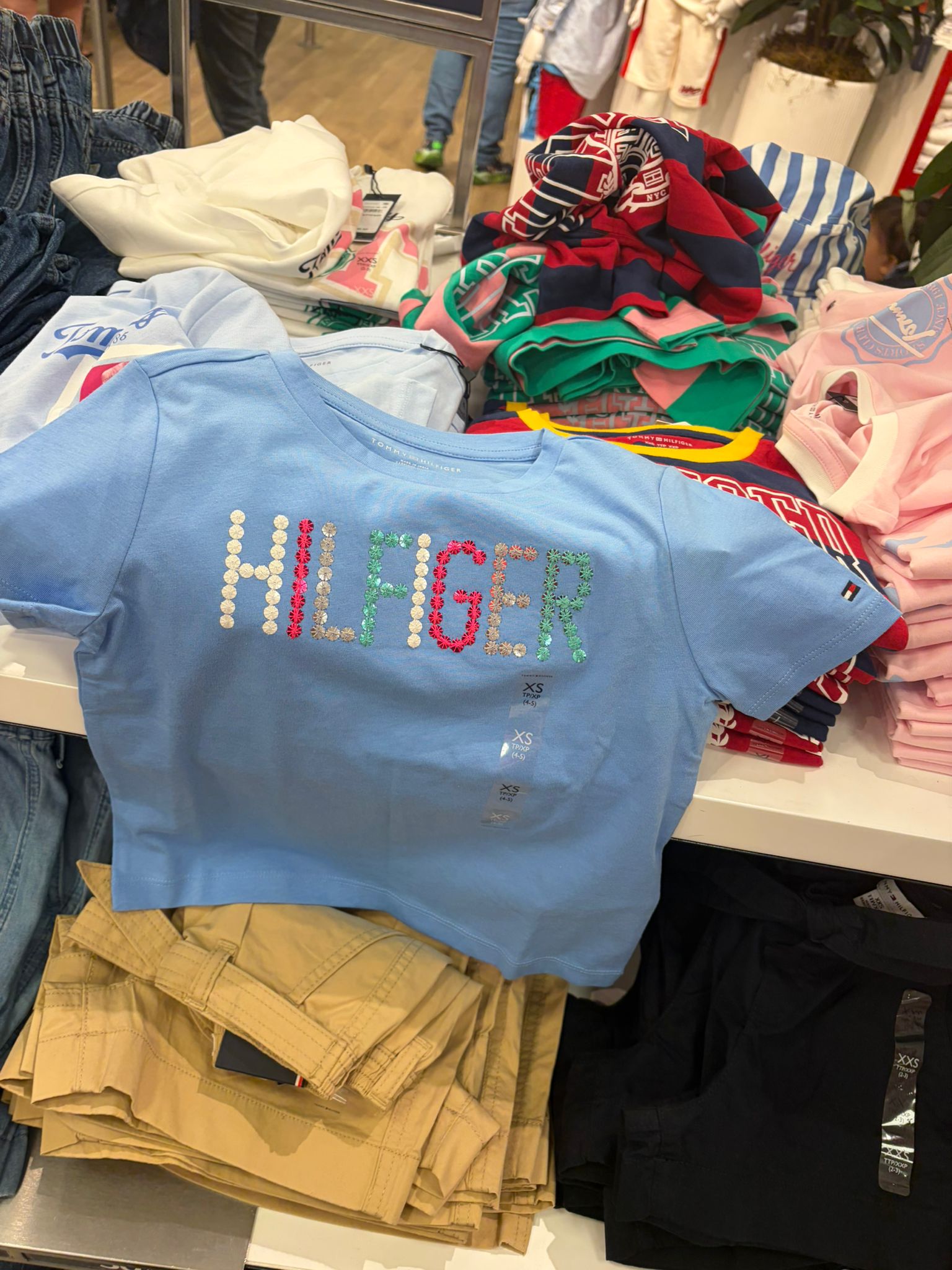 Kids' Sequin Hilfiger Logo T-Light Iris Blue