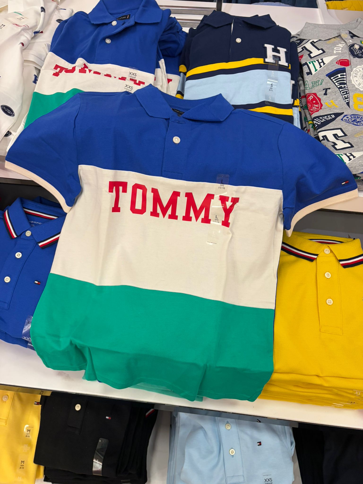 Boys' Tommy Colorblock Polo T-Shirt-Blue/White/Green