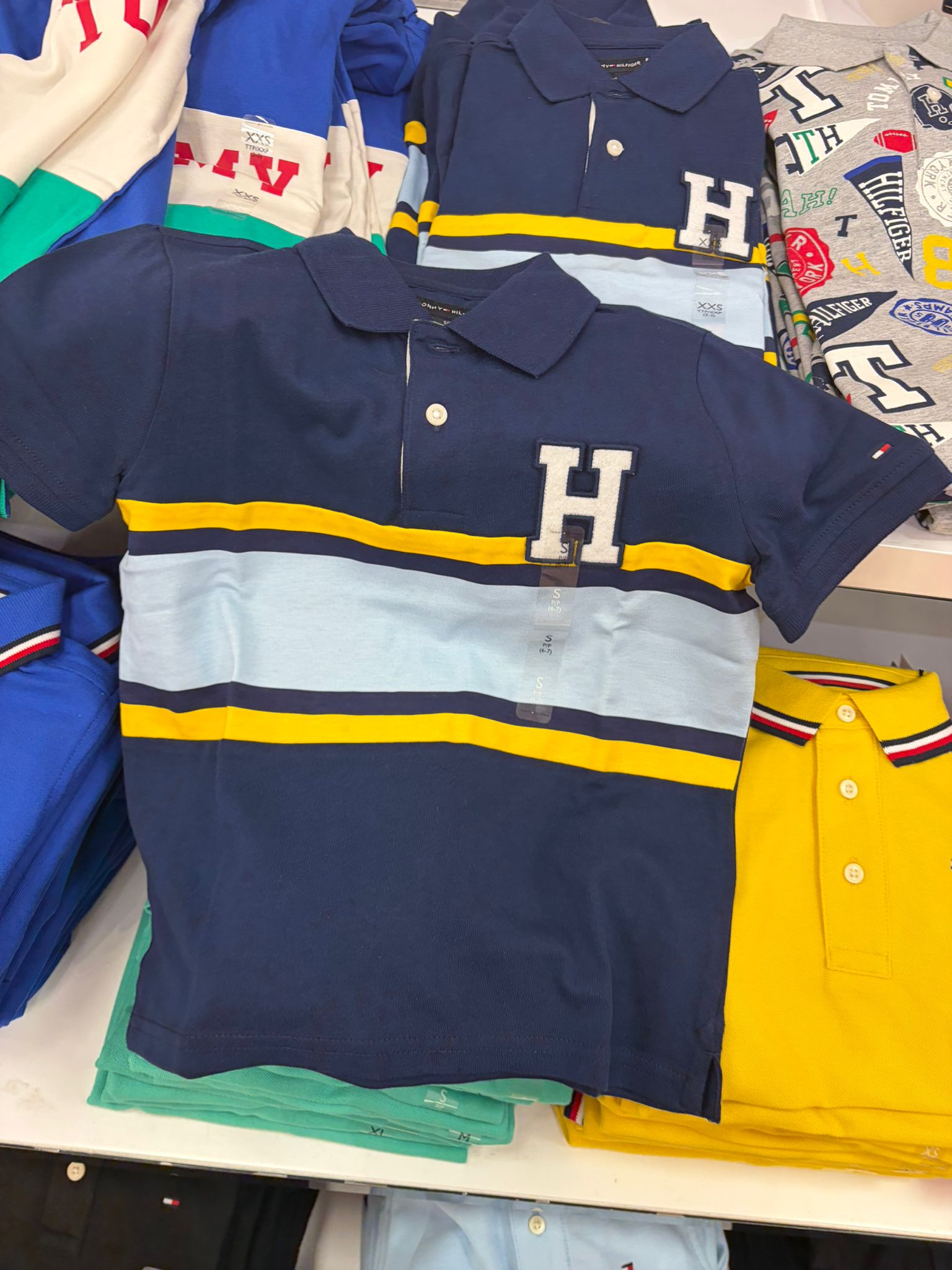Boys' Tommy Colorblock Regular Fit Cotton Polo T-Shirt-Navy