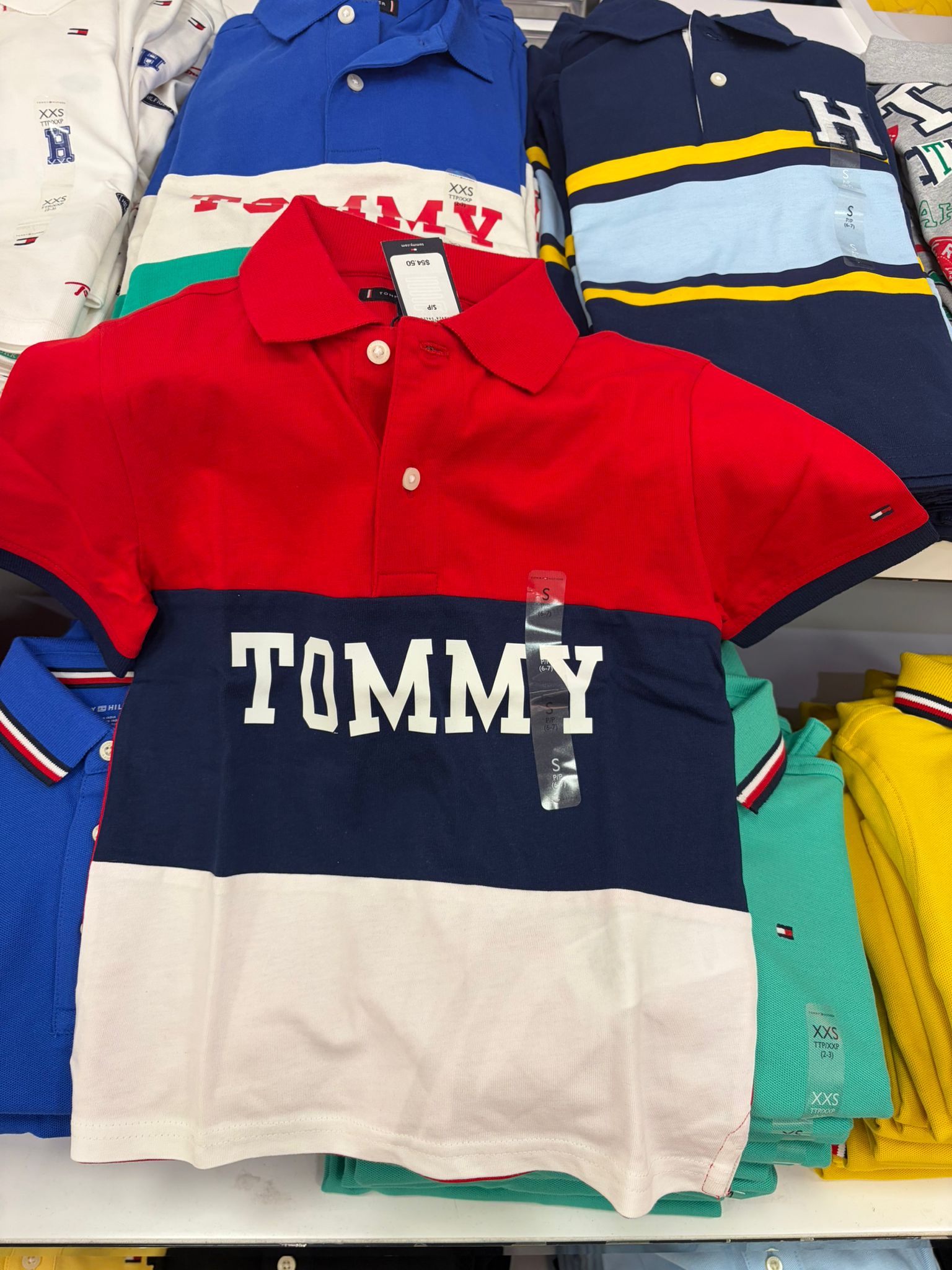 Boys' Tommy Colorblock Polo T-Shirt-Red/Navy/White