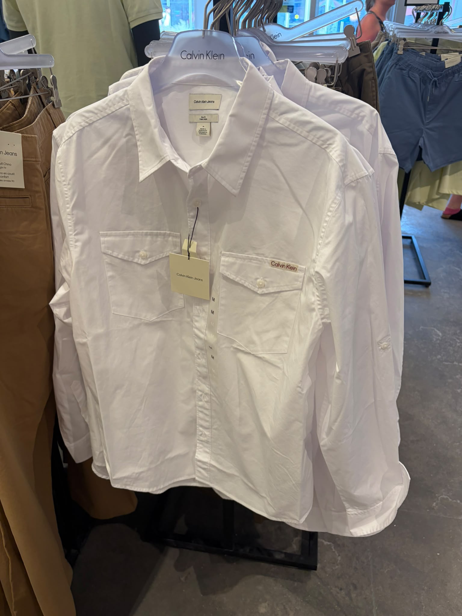 Calvin Klein Men's Utility Washed Poplin Easy Shirt-Brilliant White