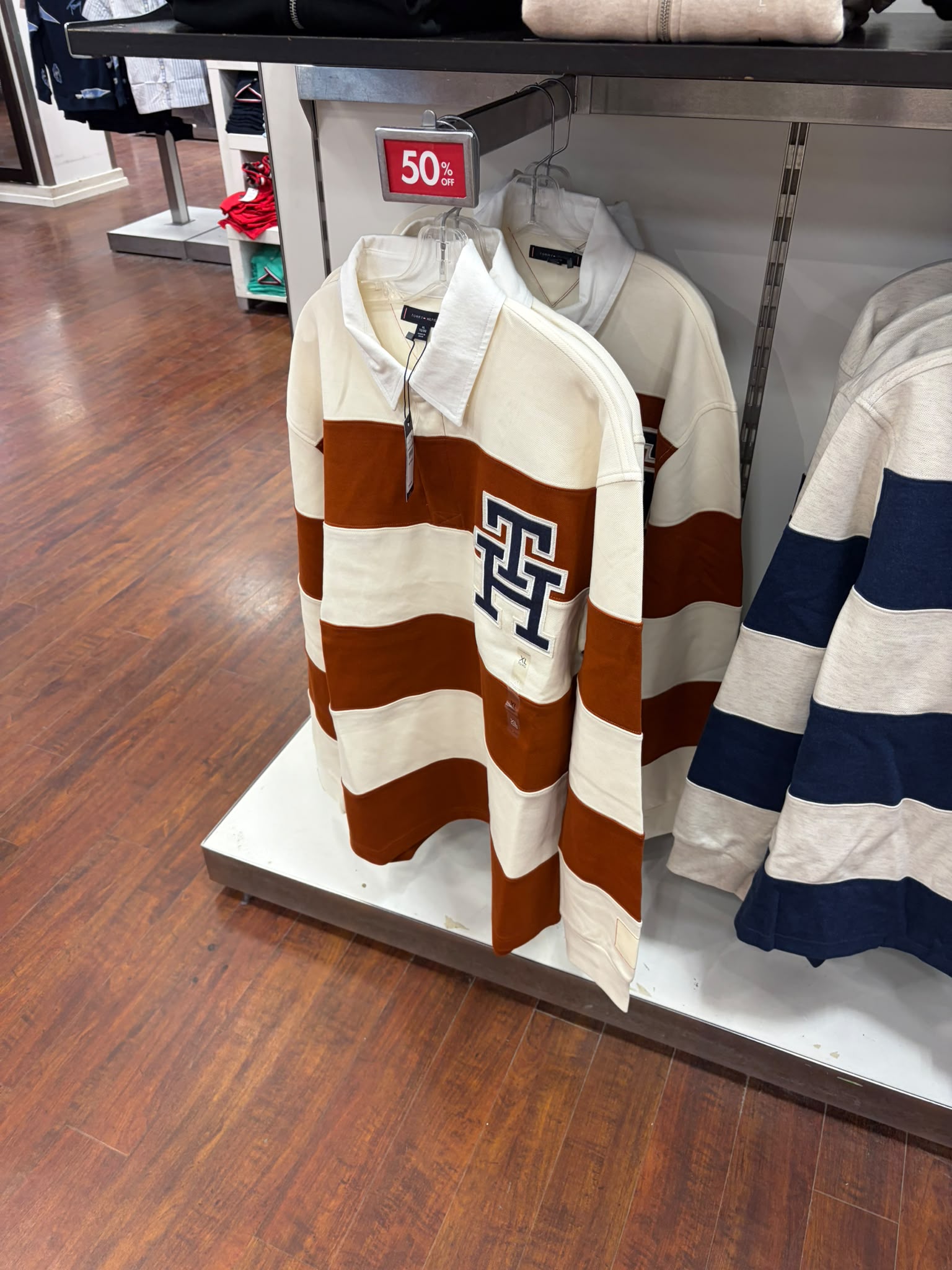Tommy Hilfiger Men's TH Logo Rugby Polo Shirt-Voyager Orange/White