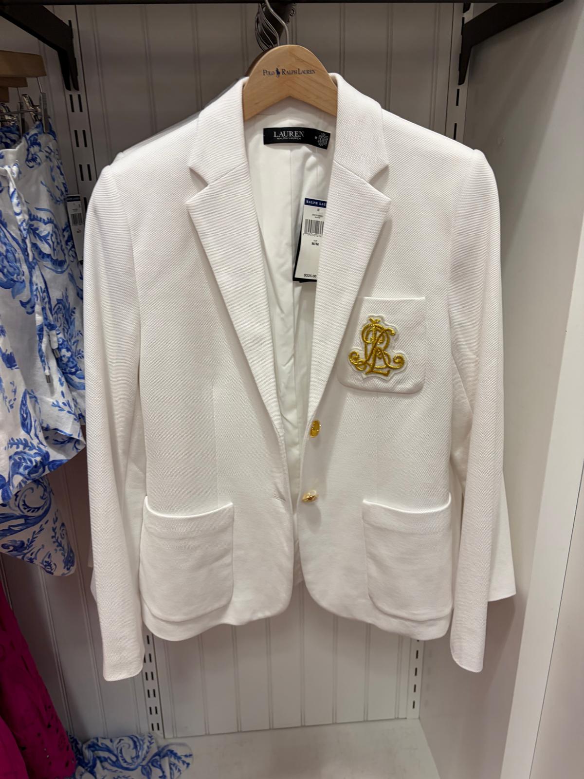 Ralph Lauren Women's Gold jacquard blazer jacket-White