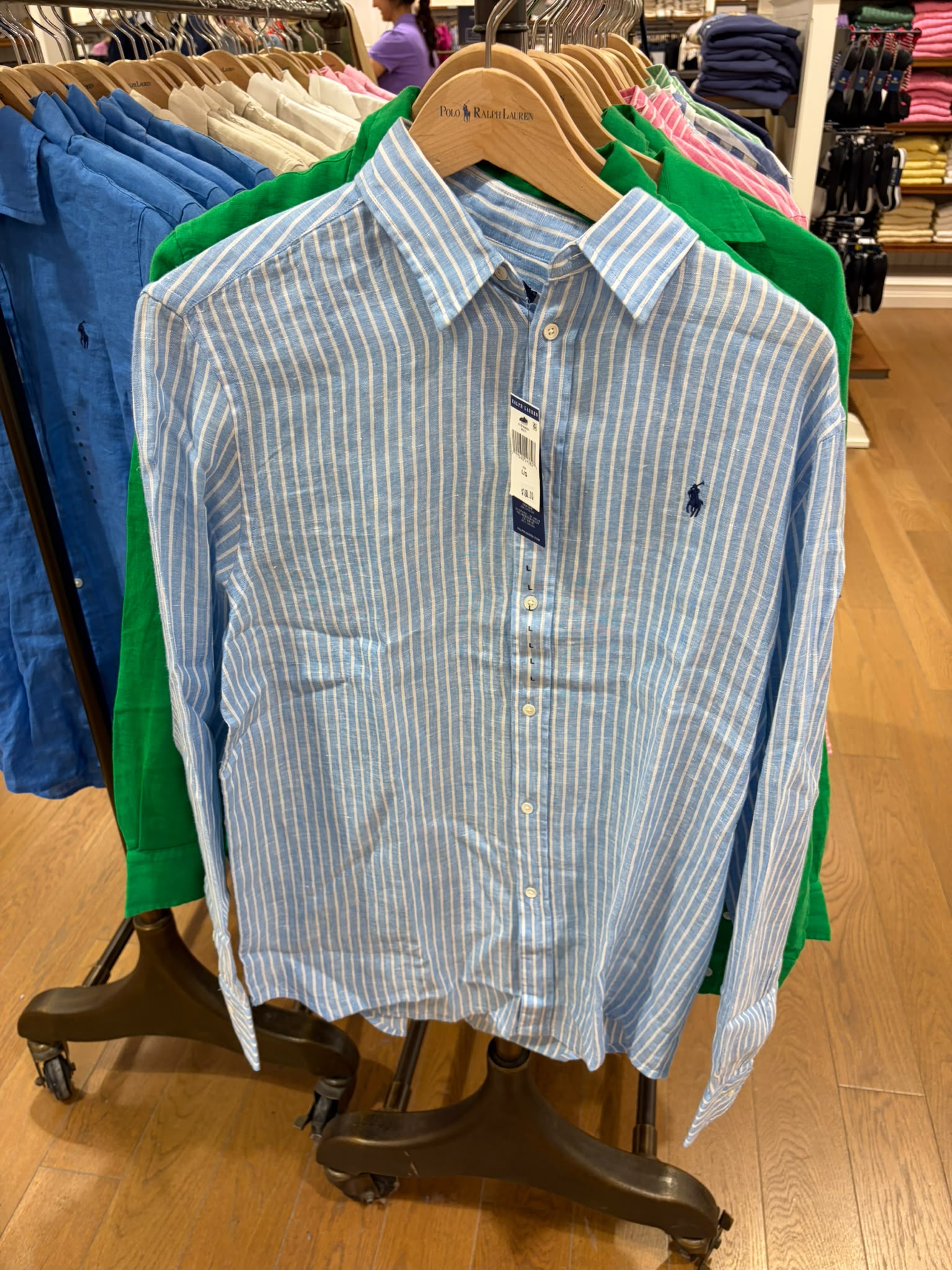 Women's Polo Ralph Lauren Striped  Shirt -Baby Blue/White