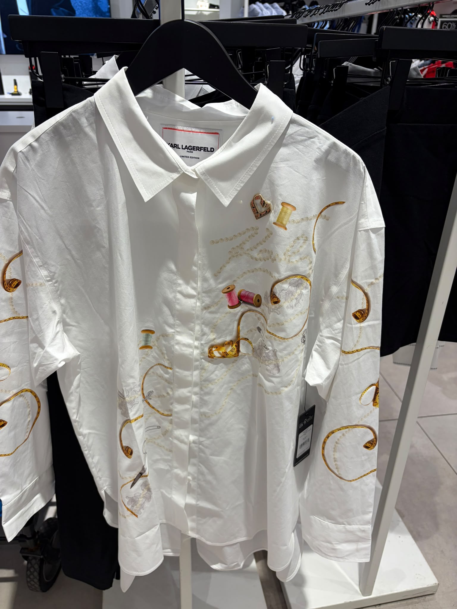 KARL LAGERFELD WOMEN'S COTTON POPLIN ATELIER LOGO SHIRT-White