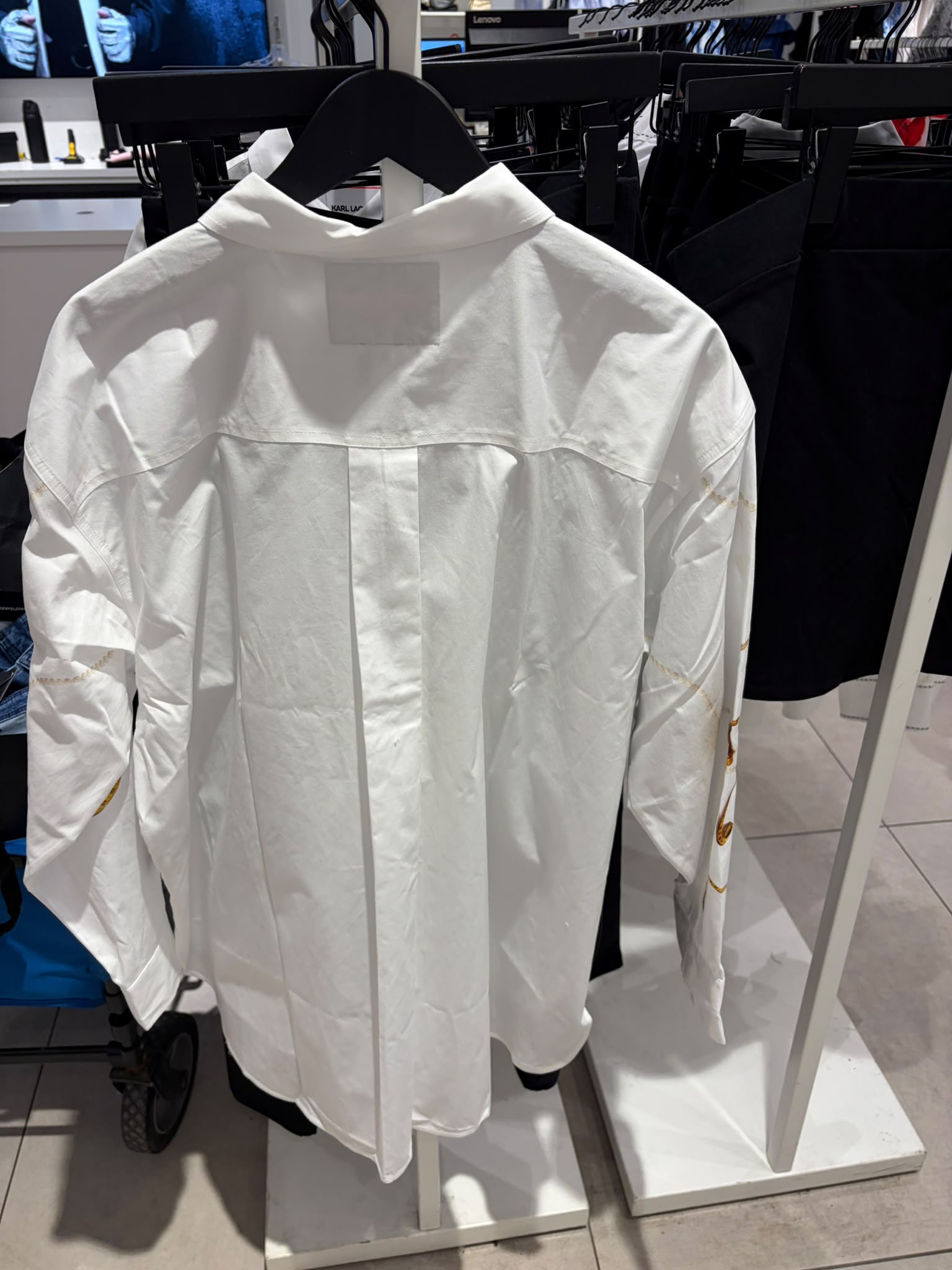 KARL LAGERFELD WOMEN'S COTTON POPLIN ATELIER LOGO SHIRT-White