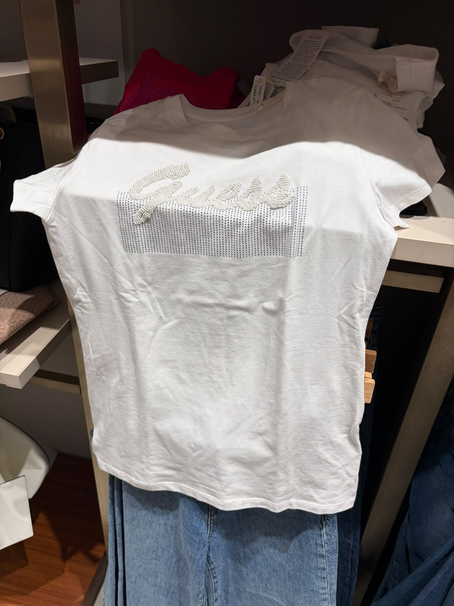 Girls' Guess embroidered logo t-shirt-White