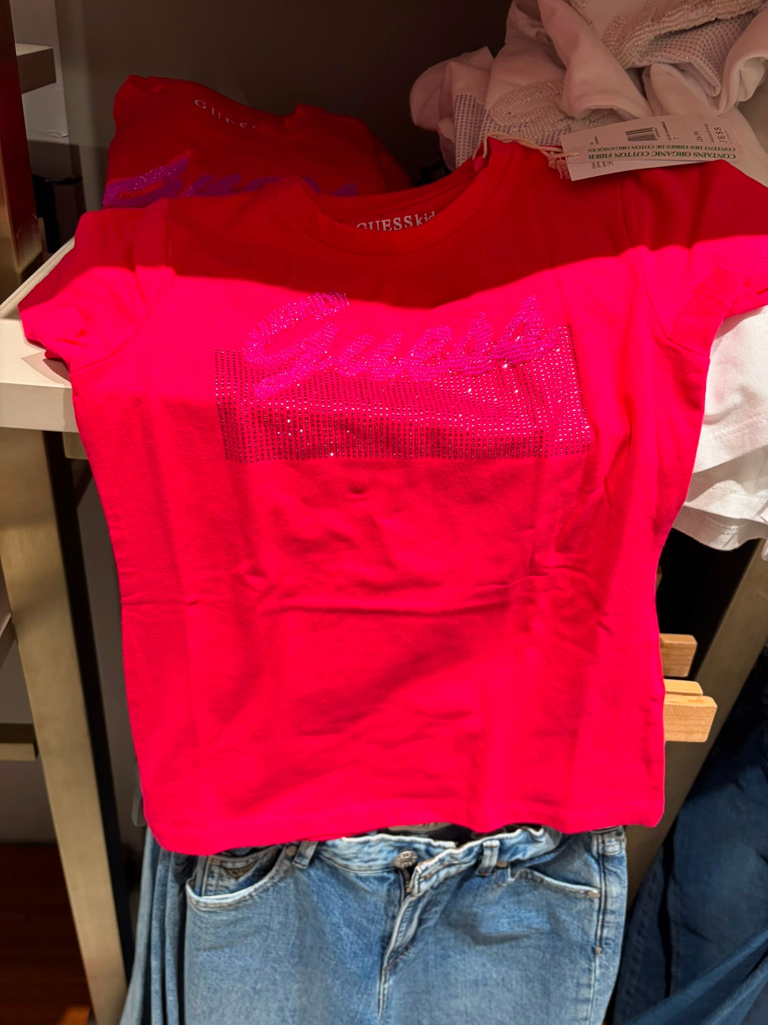 Girls' Guess embroidered logo t-shirt-Pink