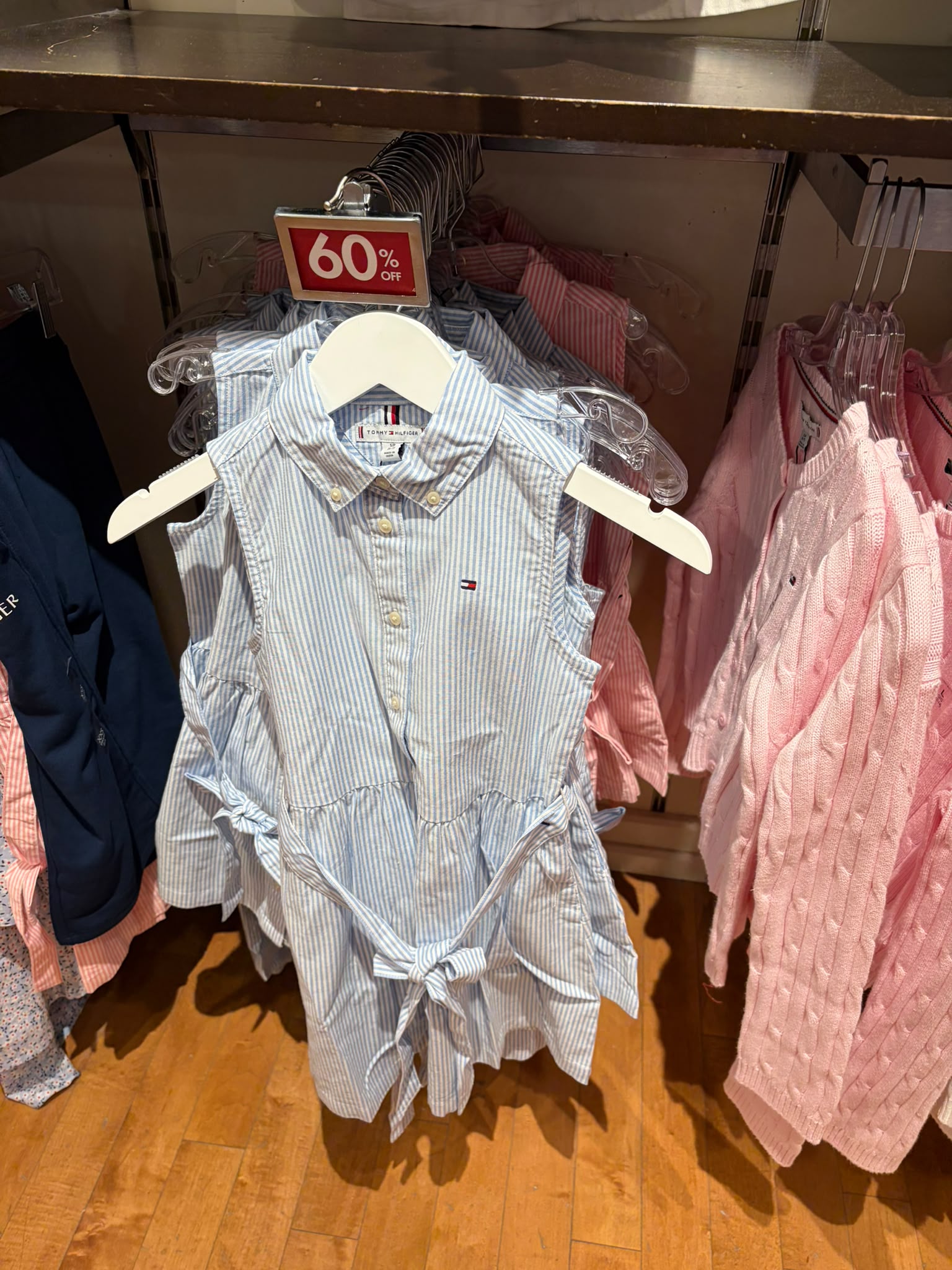 Tommy Girls' Stripe Poplin Shirt Dress-Baby Blue