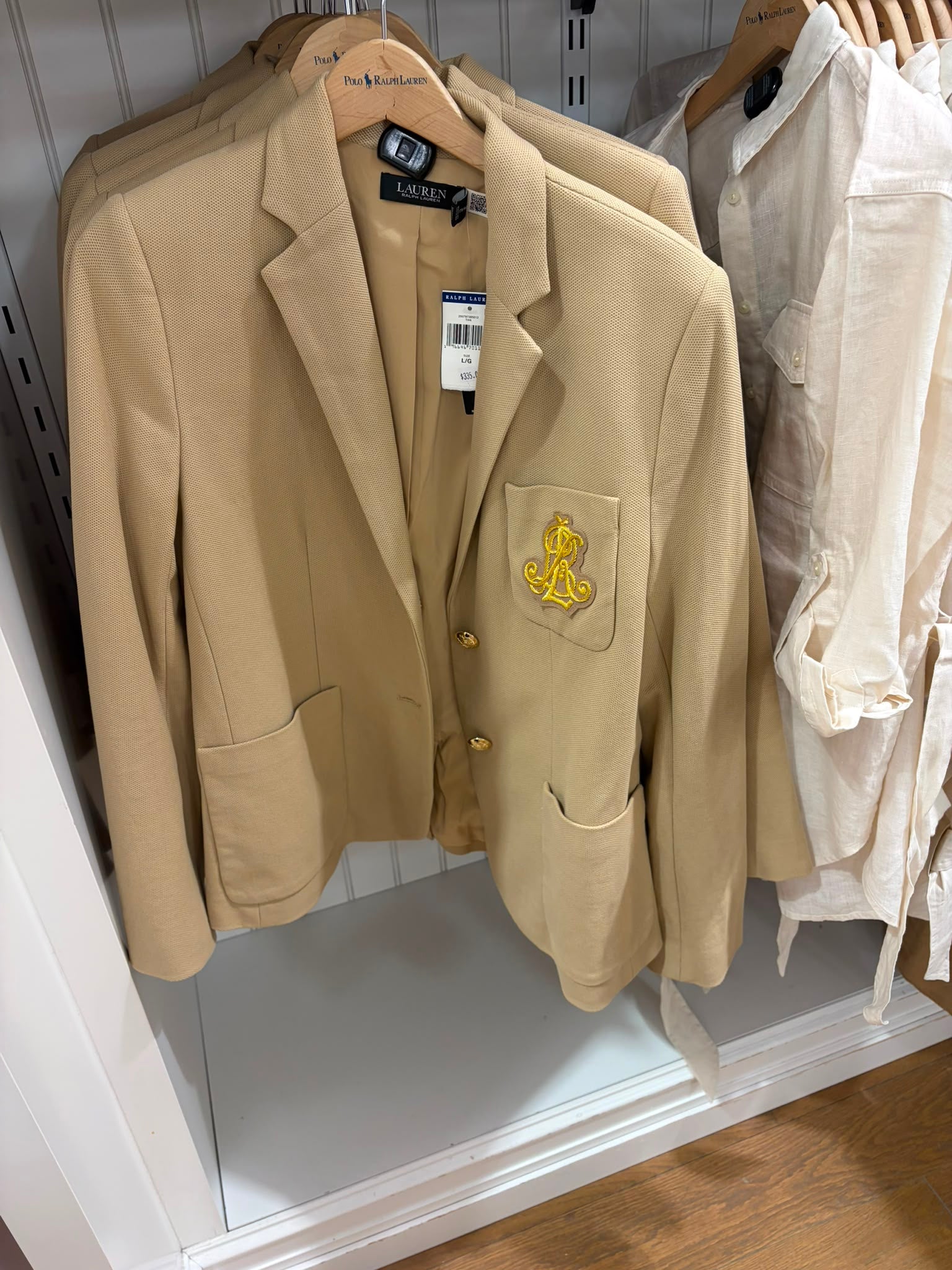 Ralph Lauren Women's Gold jacquard blazer jacket-Classic Camel