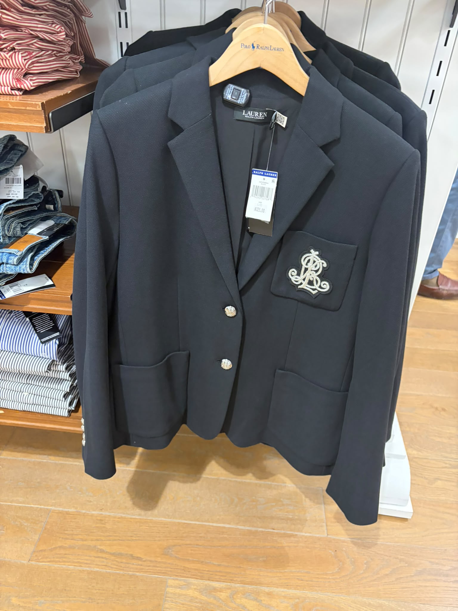Ralph Lauren Women's Gold jacquard blazer jacket-Black