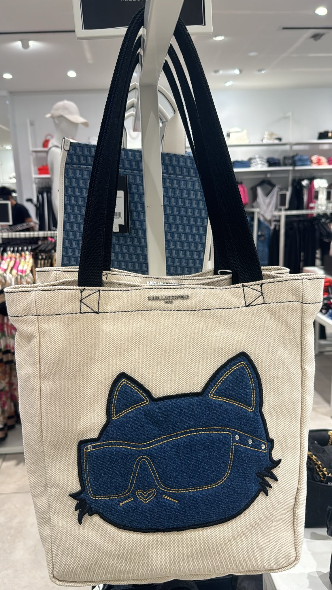 WOMEN'S CANNES DENIM CHOUPETTE CANVAS TOTE-White/Blue
