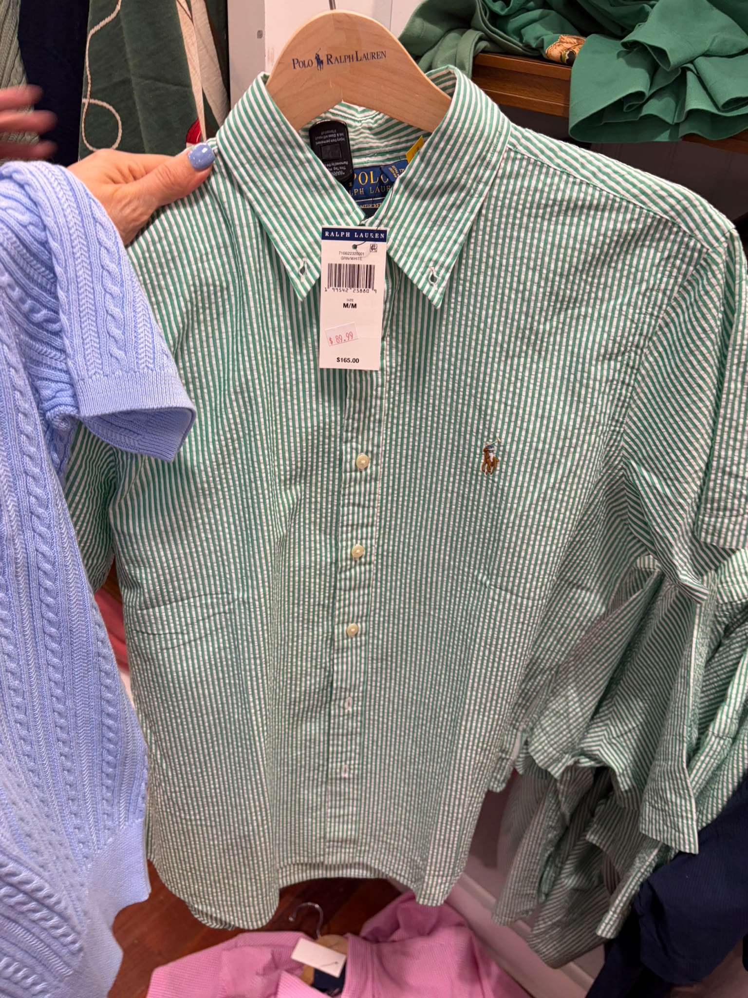 Polo Ralph Lauren Men's Short Sleeve Short Shirt- Green /White