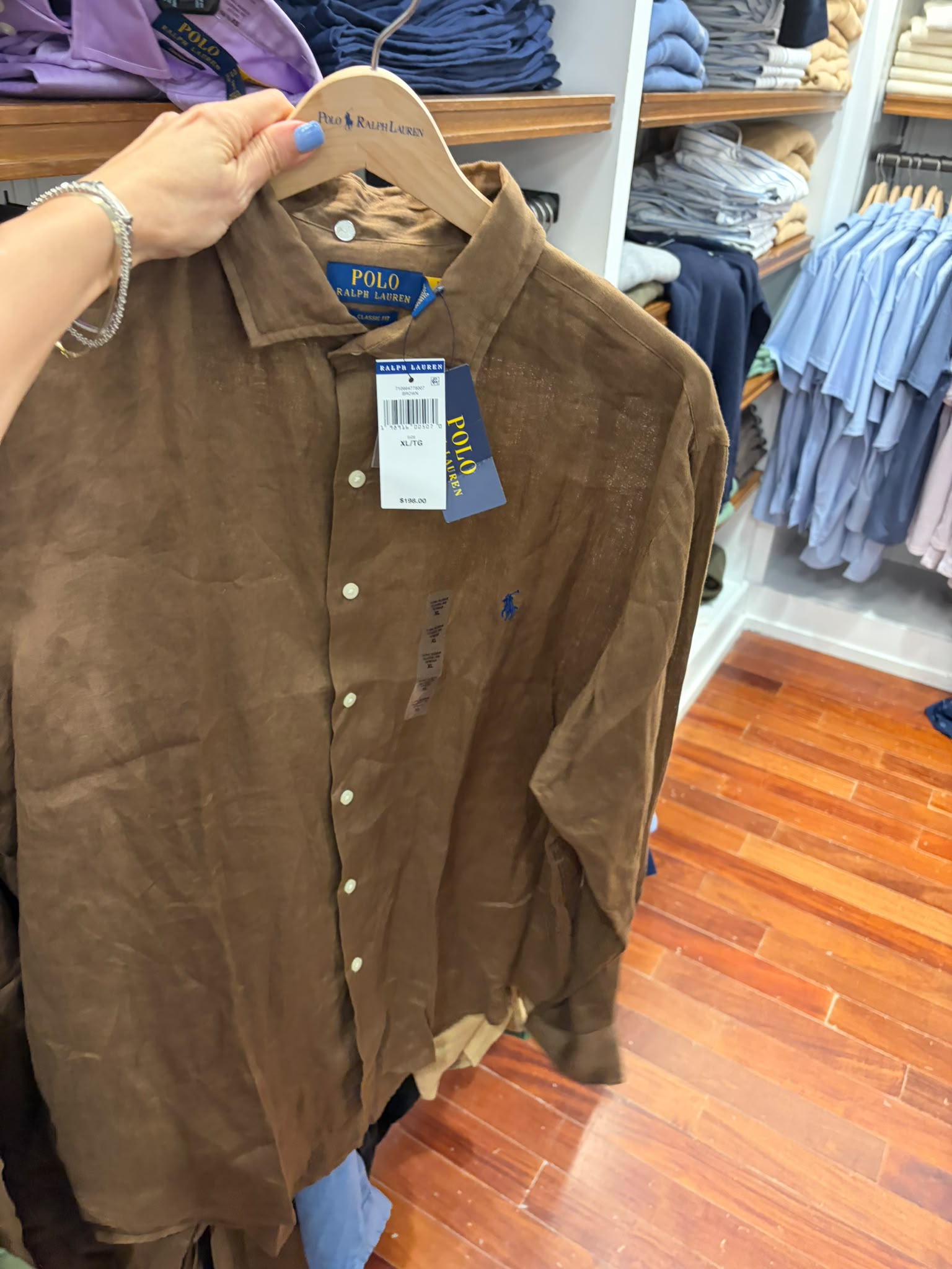 Ralph Lauren Men's Linen Shirt-Brown