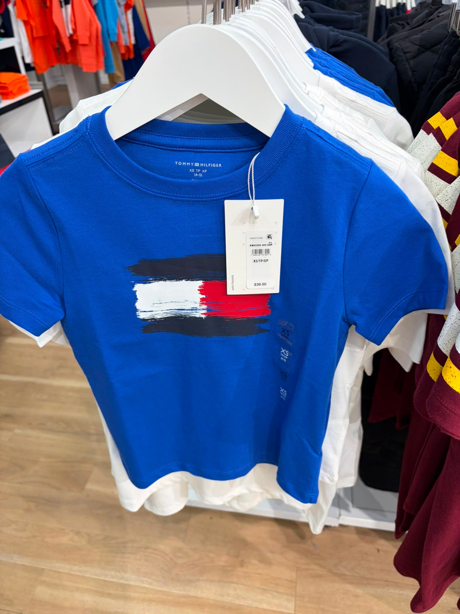 Tommy Hilfiger Kids' Paintbrush Flag Logo- Blue