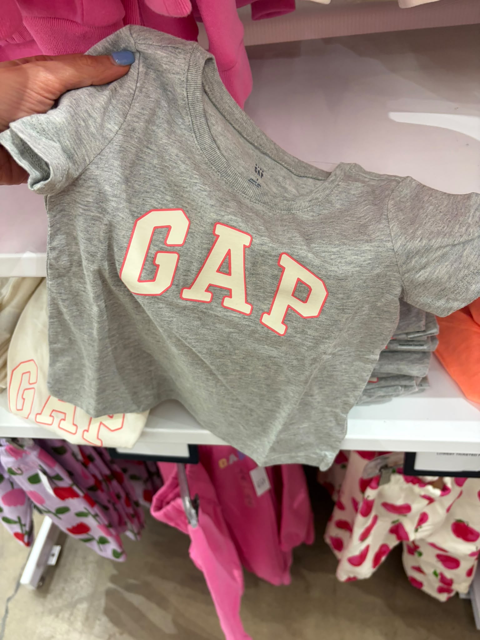 babyGap Logo T-Shirt-Gray And White Marl