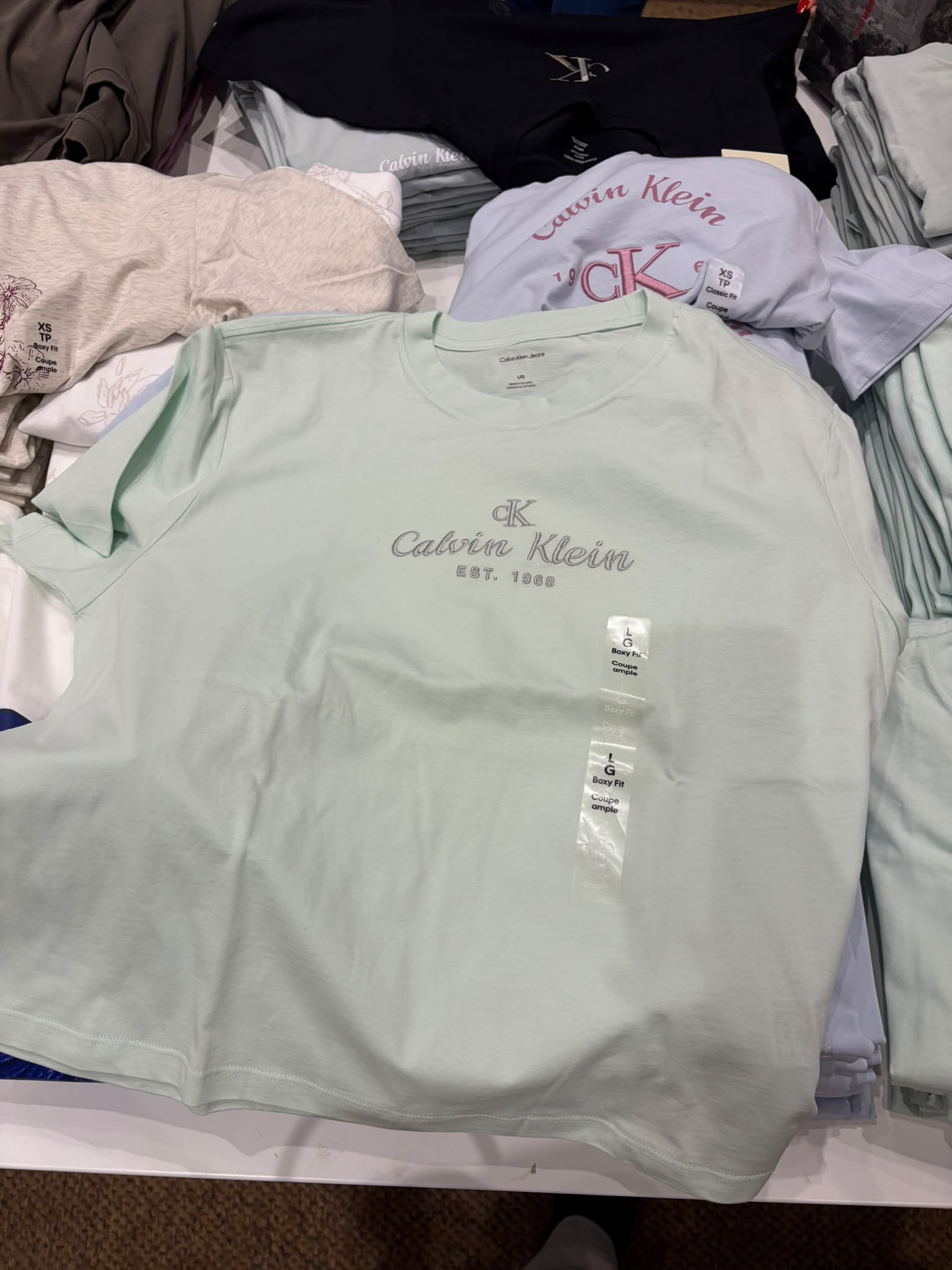 Calvin Klein Women's Embroidered Logo Boxy T-Shirt-Mint