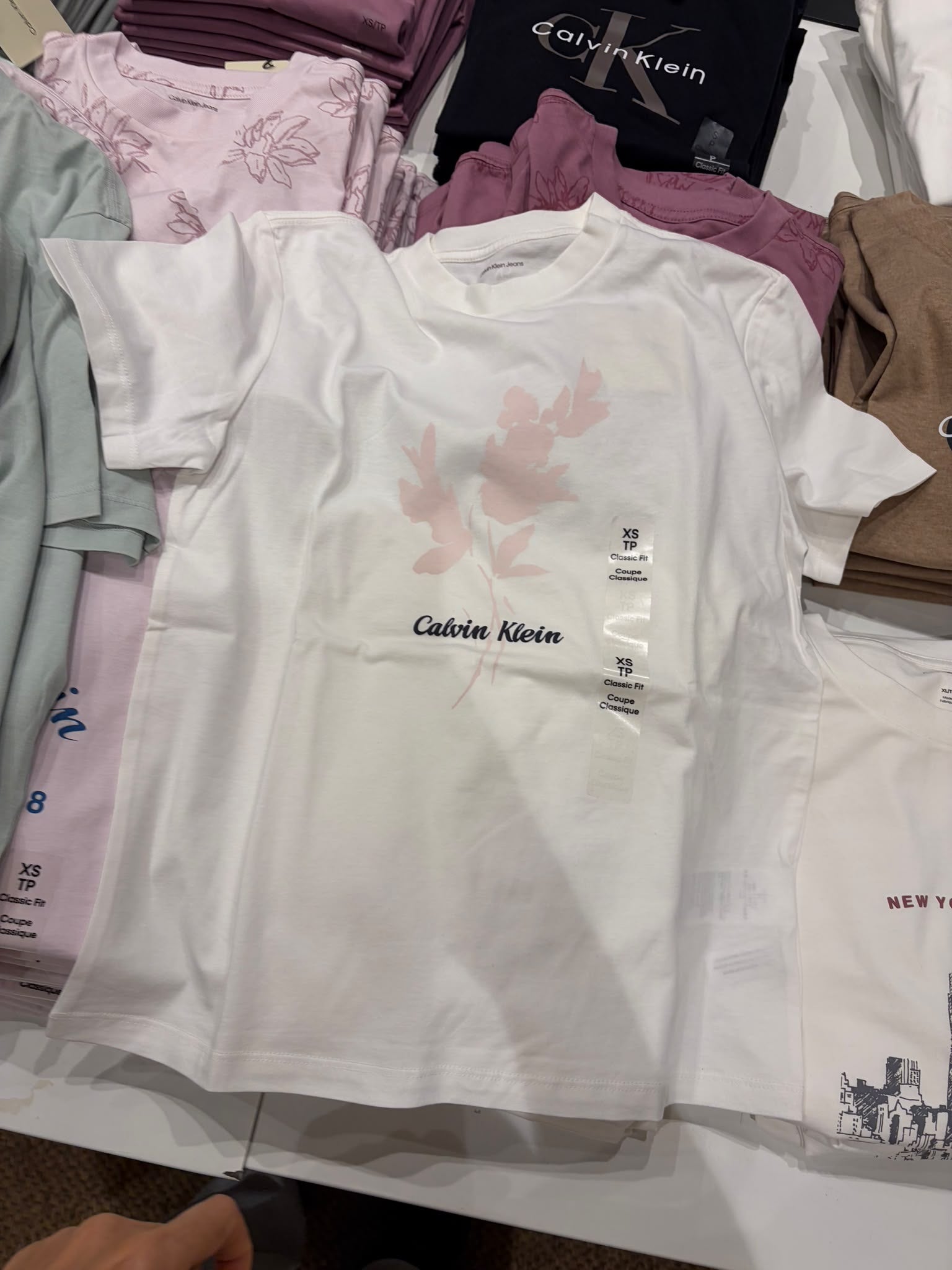 Calvin Klein Women's Floral Classic Tee-Bright White