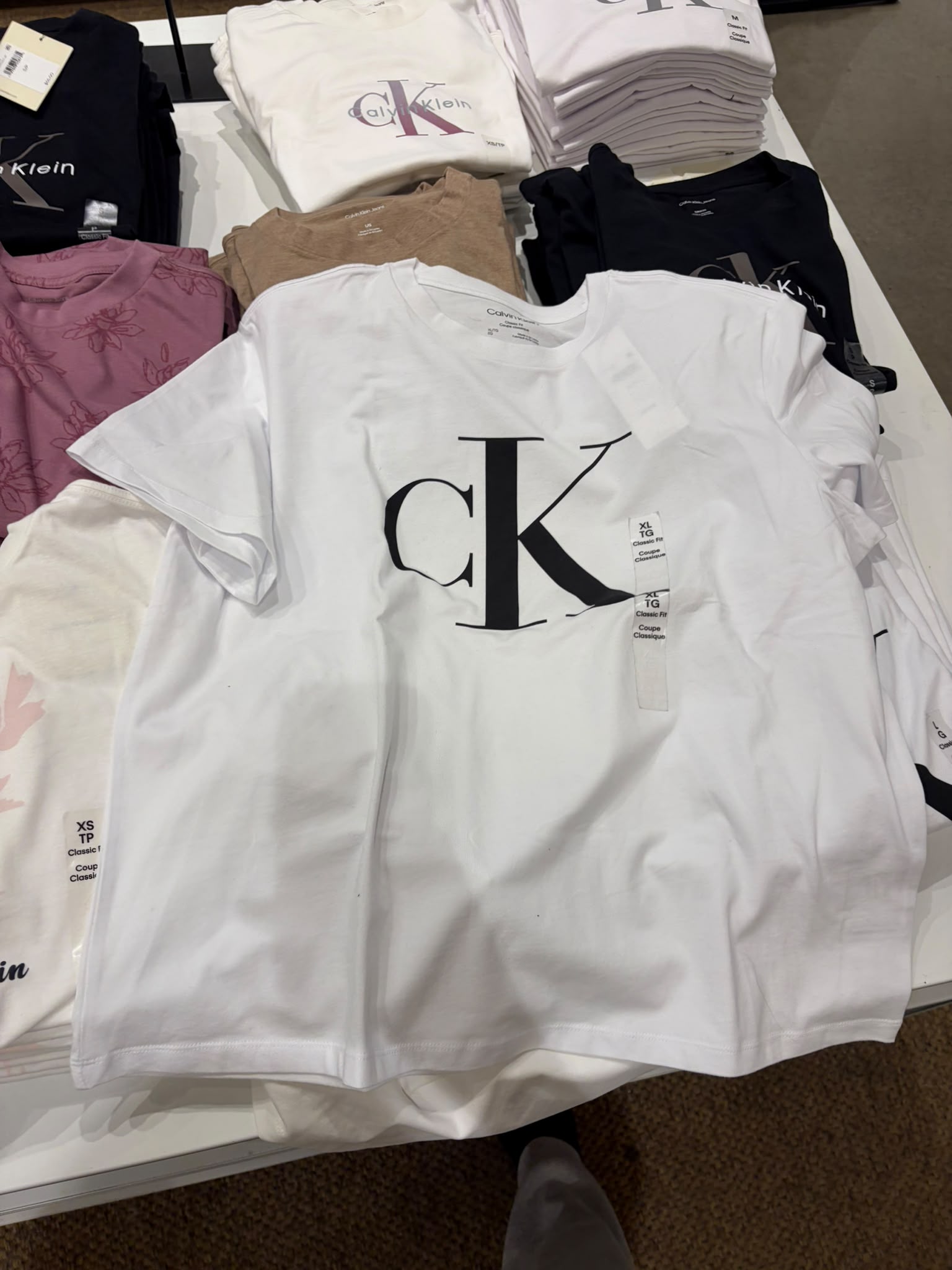 Calvin Klein Women's Classic Fit Monogram Logo T-Shirt- White--