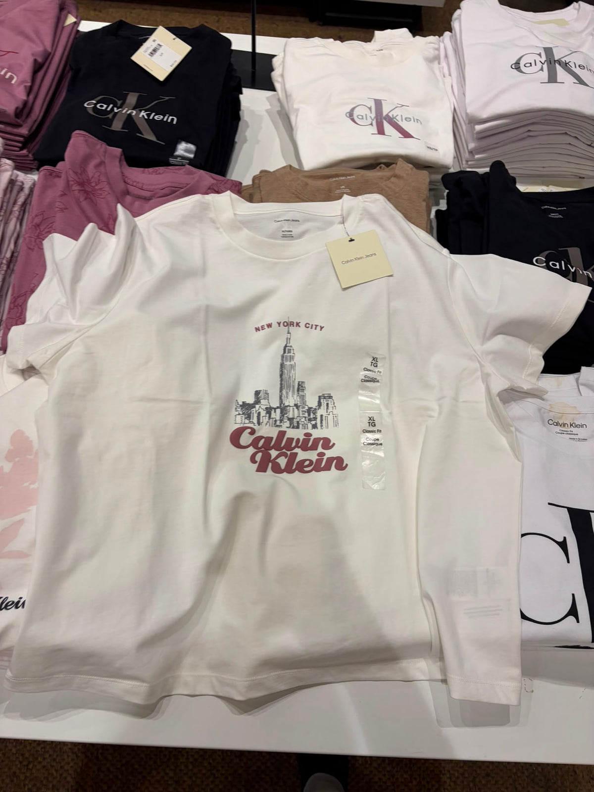 Calvin Klein Women's Classic NYC Skyline Logo Crewneck T-Shirt-White