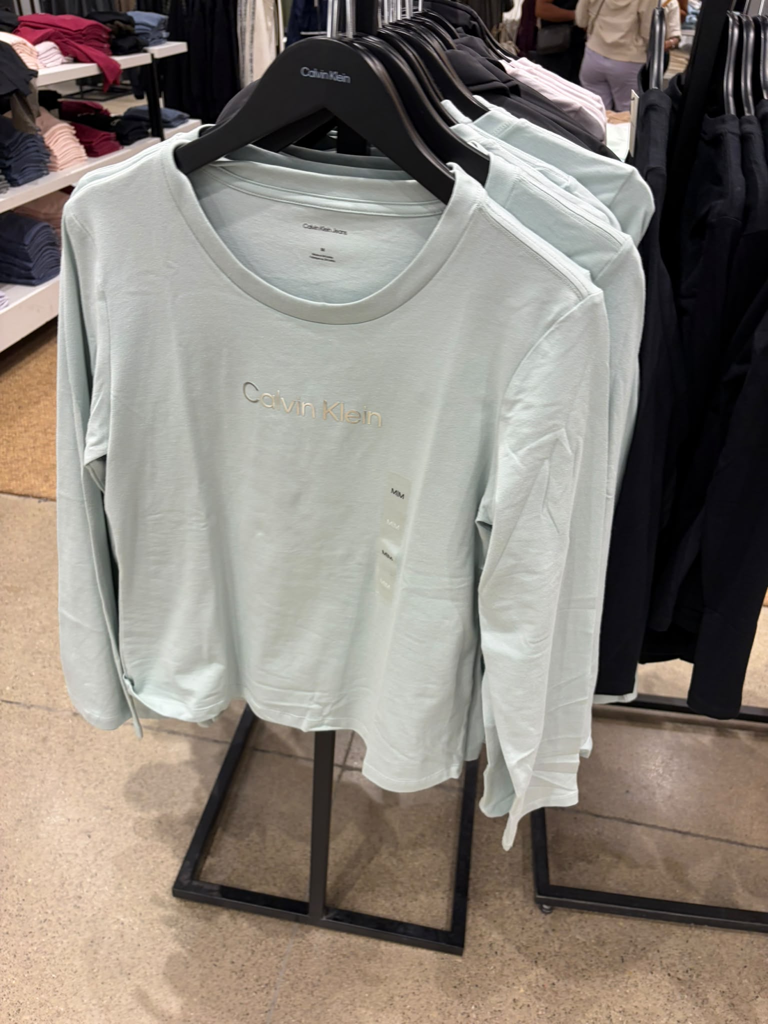Calvin Klein Jeans Women's Standard Logo Slim Long Sleeve T-Shirt-Baby Blue