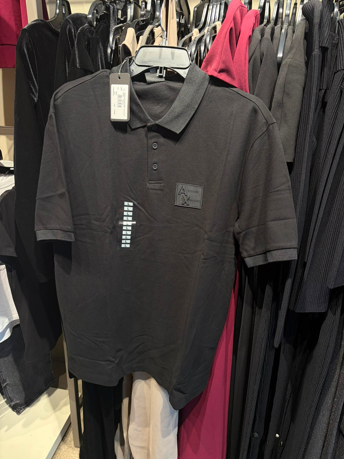 Armani Exchange Men Red Cotton Blend Polo T-Shirt- Black
