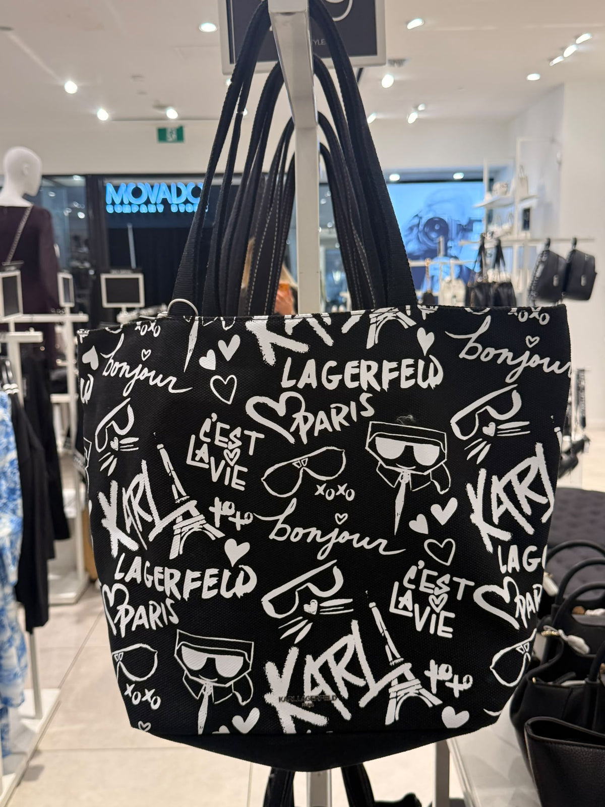 Karl Lagerfeld Cannes Canvas Tote - Black Graffiti