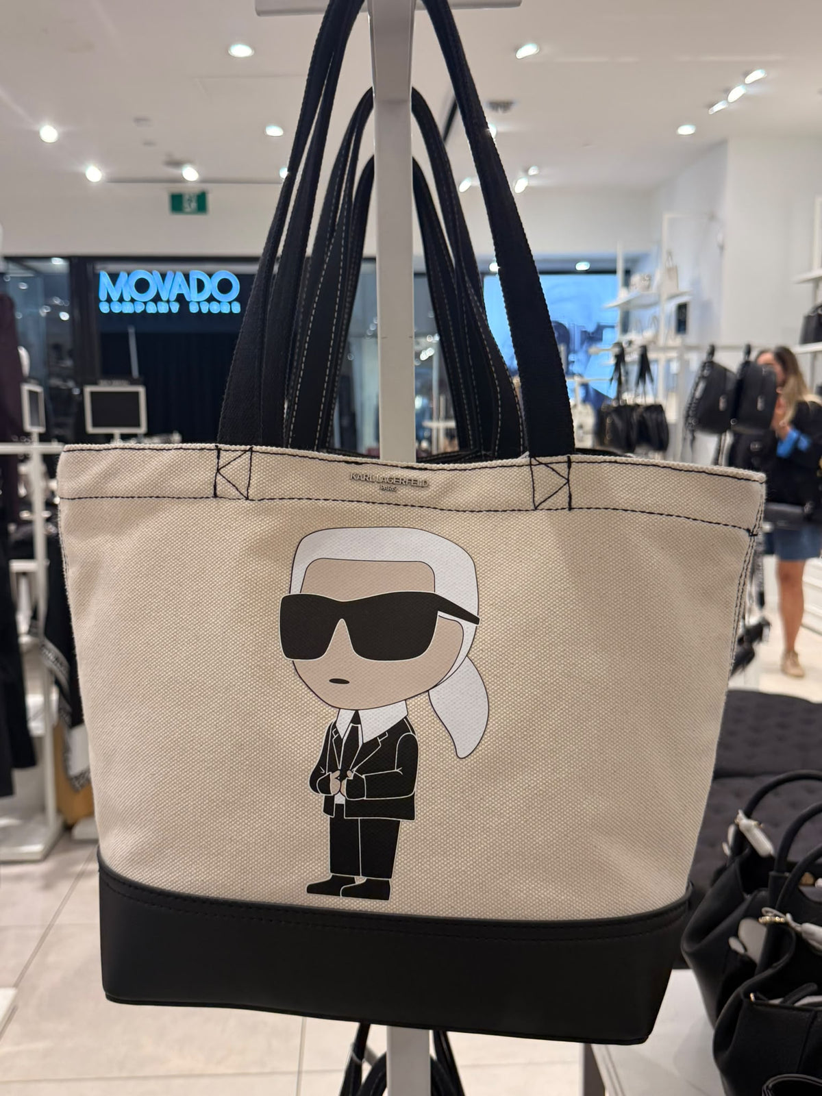 KARL LAGERFELD CANNES CANVAS EMOJI TOTE-Beige