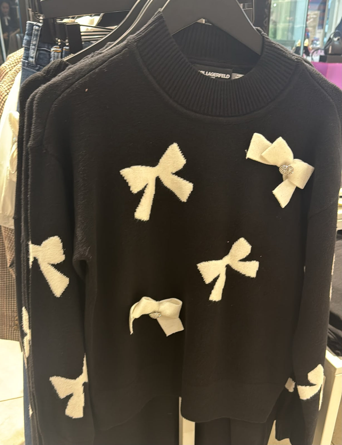 Karl Lagerfeld 3D BOW SWEATER- Black