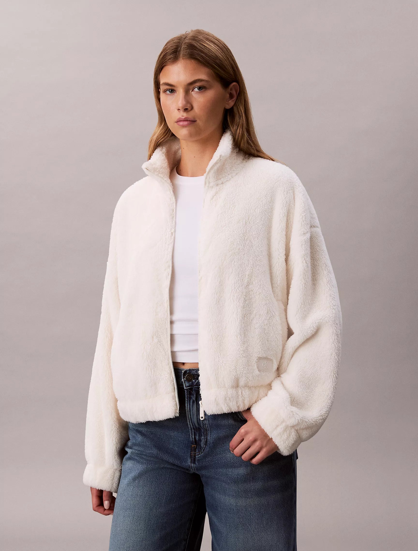Calvin Klein WOMENS' Sherpa Jacket WHITE