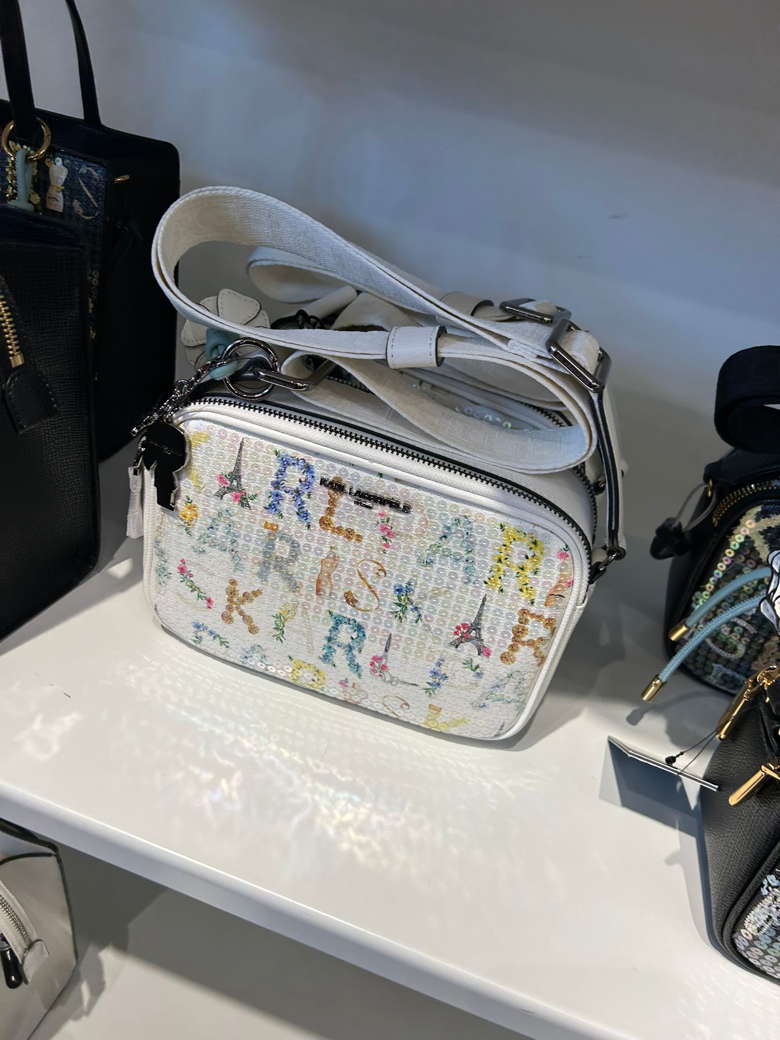 MAYBELLE SEQUIN CROSSBODY-White