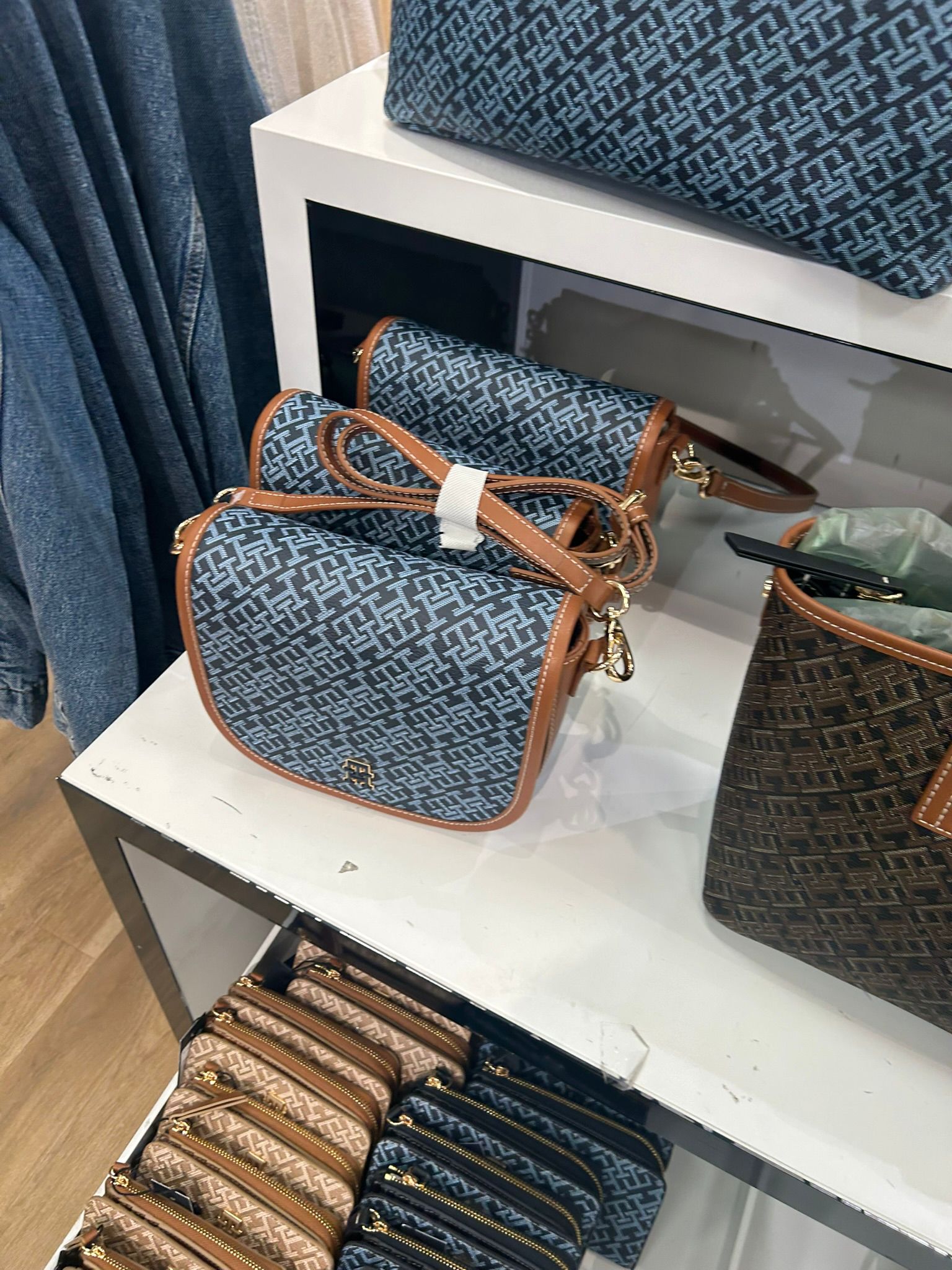 Allover Flag Print Crossbody Bag-Blue