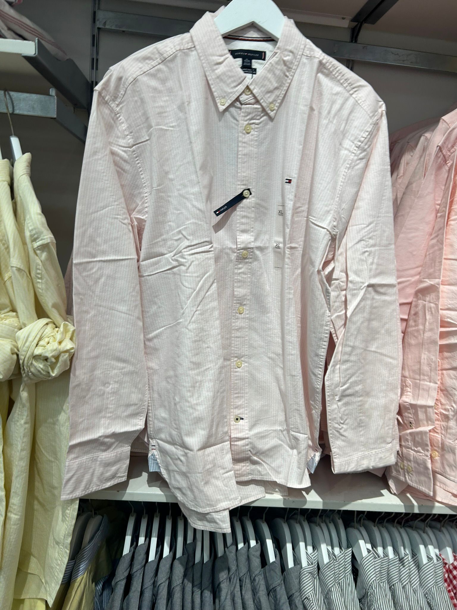 Tommy Hilfiger Regular Fit Stripe Stretch Oxford Shirt -Pink/Optic White Stripe