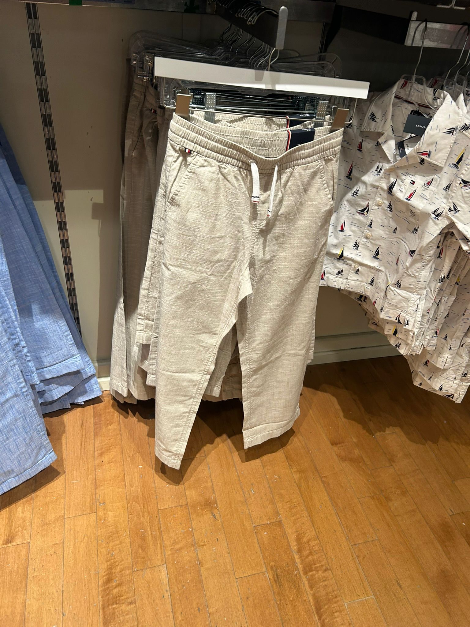 Hilfiger Linen-Blend Drawstring Pants- Light Beige