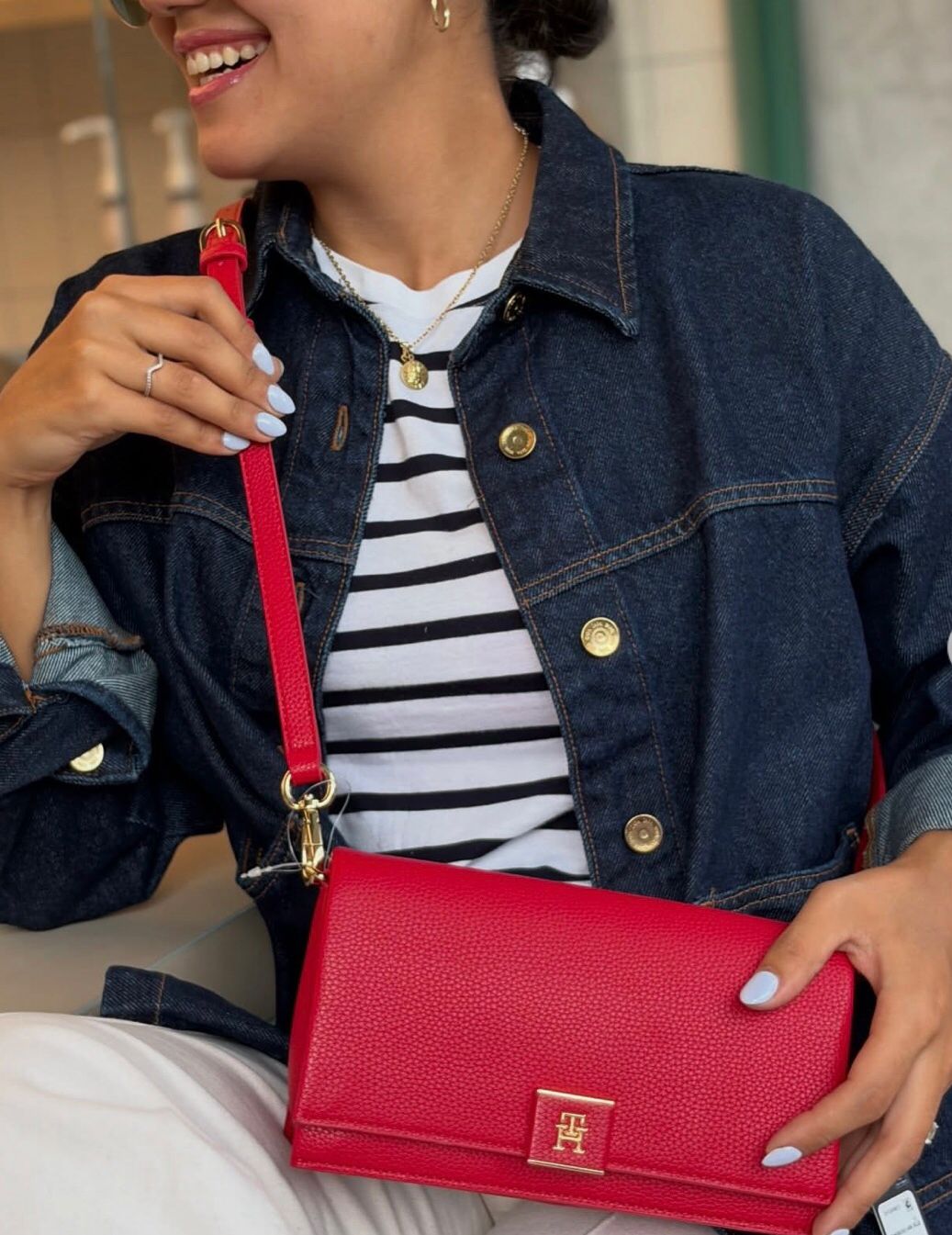 TH Monogram Pebble Grain Crossbody Bag-Soft Cream (Copy)