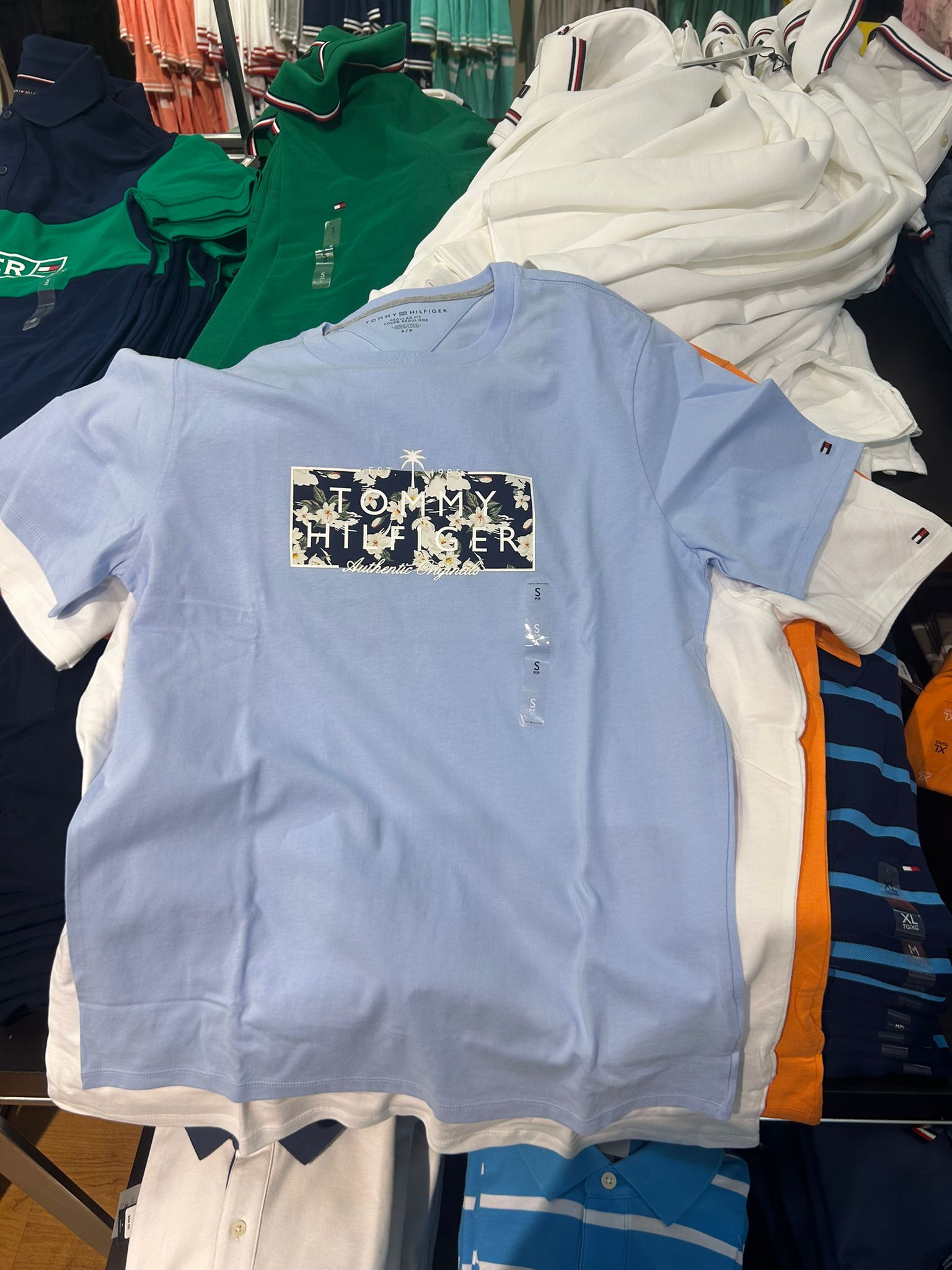 Tommy Men's Tropical Floral Logo T-Shirt-Sweet Blue