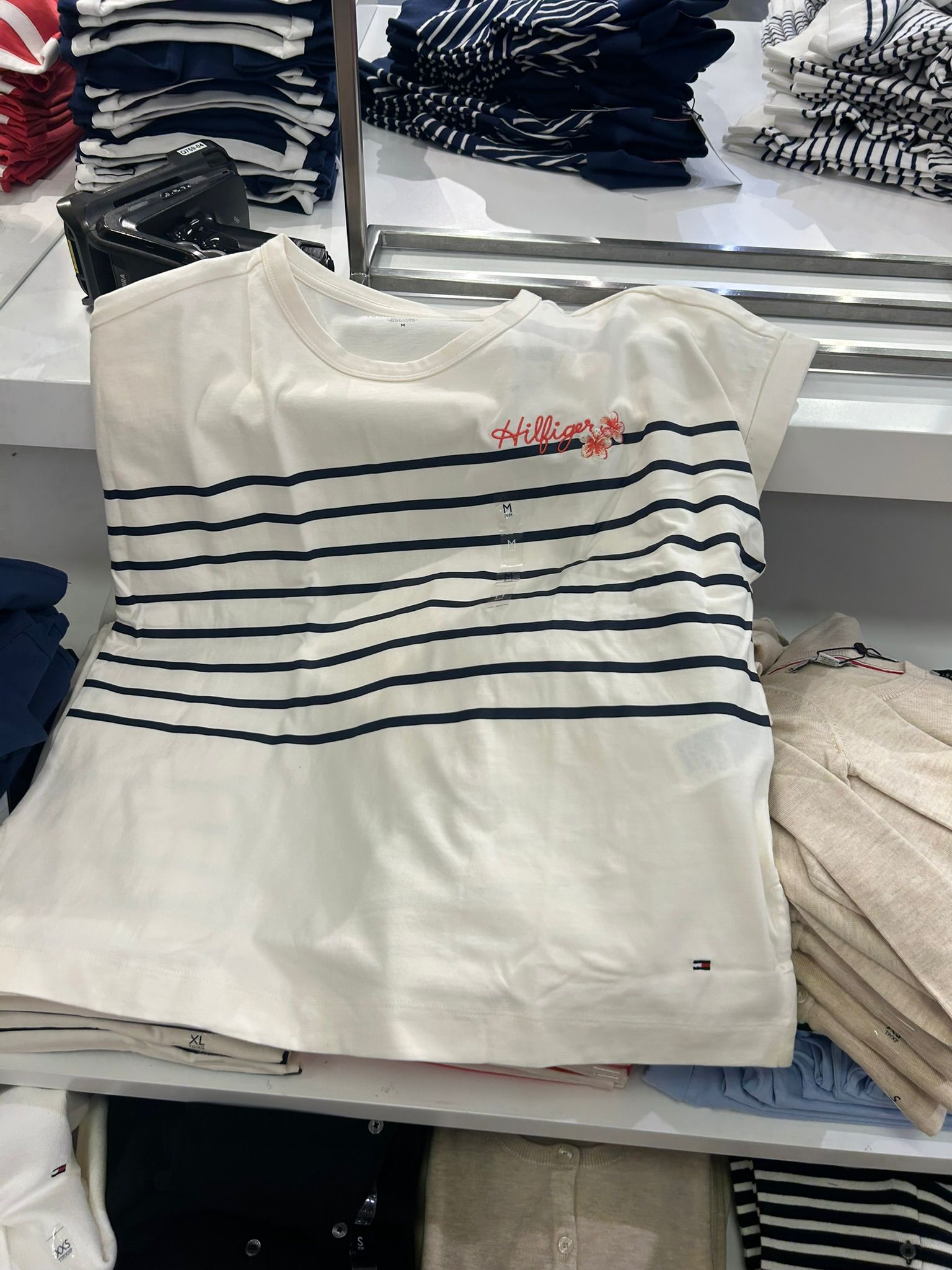 Floral Women's Hilfiger Logo T-Shirt-Ivory Silk
