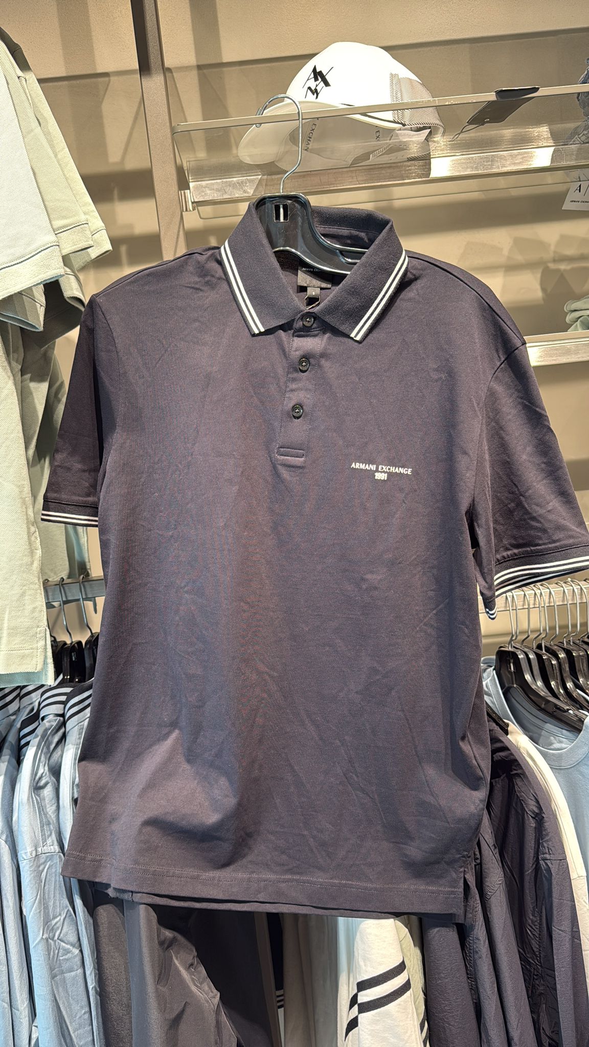 Armani Exchange Men's Regular fit cotton jersey polo shirt-Black