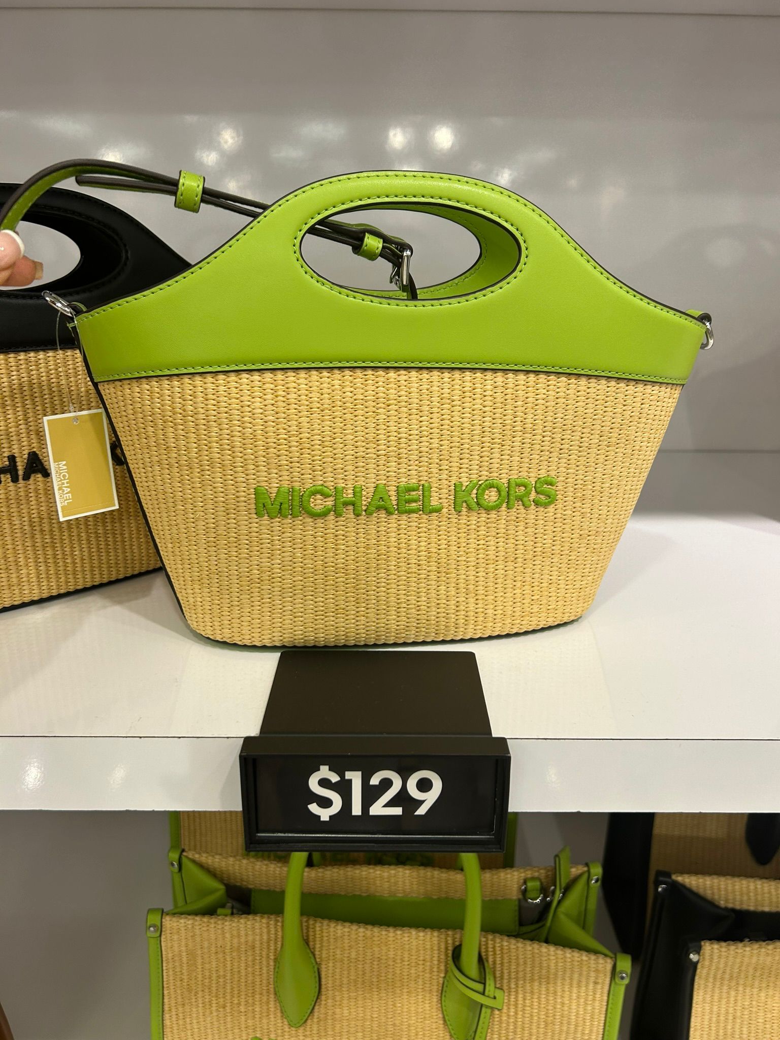 Michael Kors Women's Tatum Convertible Woven Shoulder Bag Medium-Lime